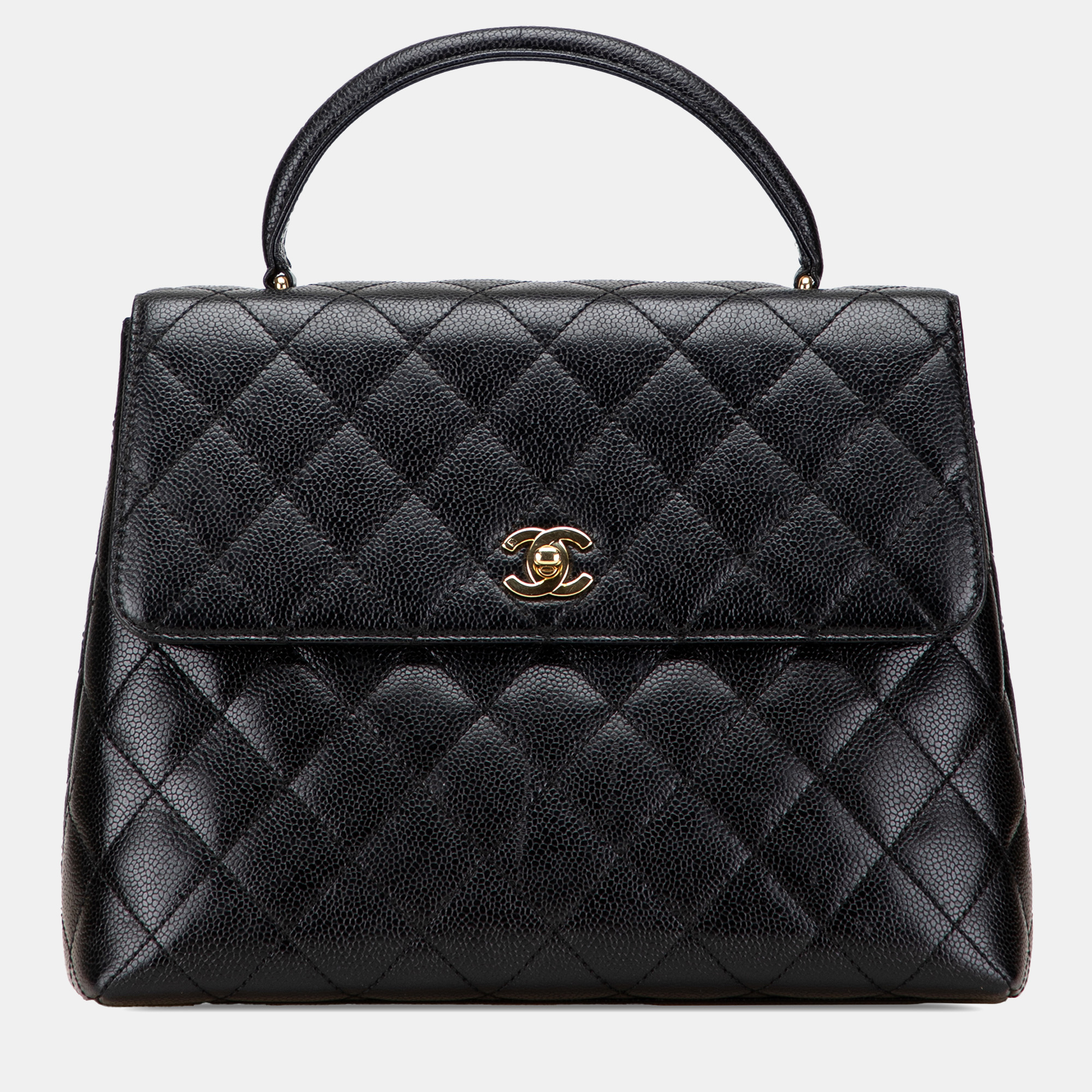 

Chanel Black CC Quilted Caviar Kelly Top Handle Bag