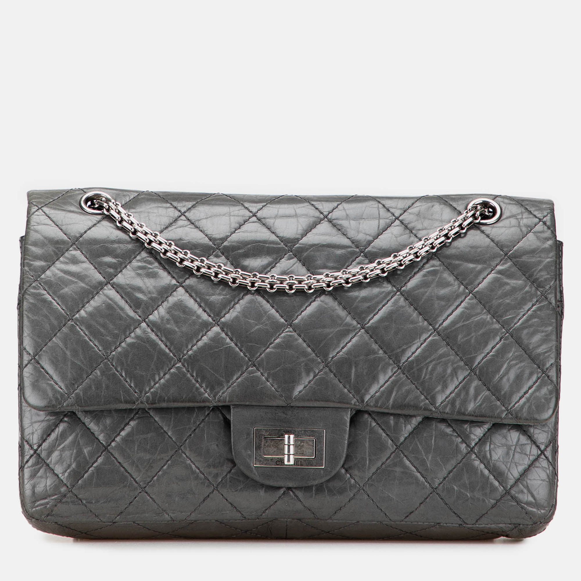 

Chanel Grey 50th Anniversary Reissue 2.55 Aged Calfskin Double Flap 227