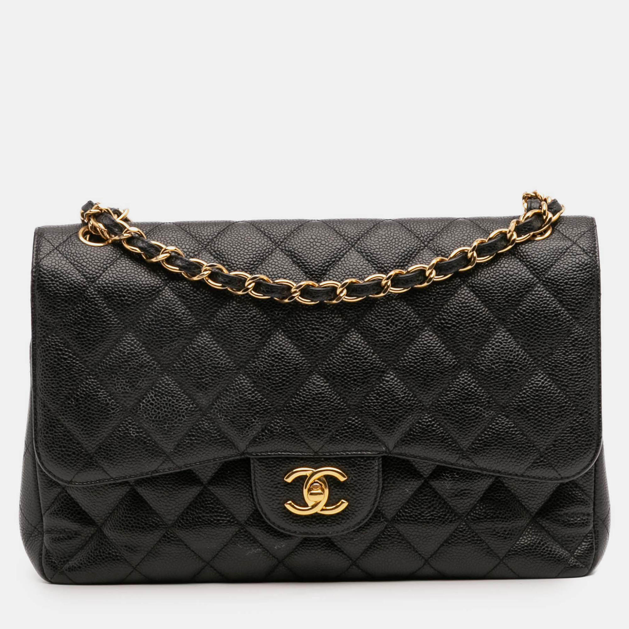 

Chanel Black Jumbo Classic Caviar Double Flap