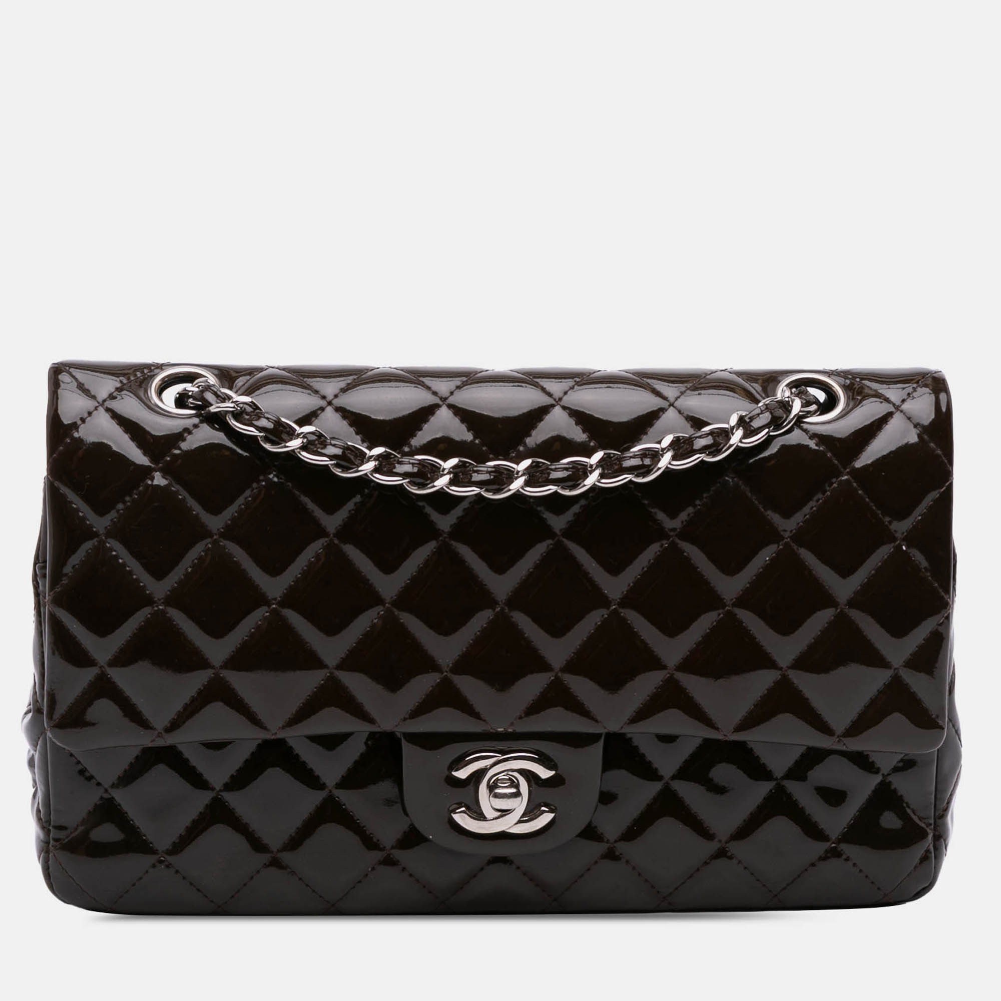 

Chanel Brown Medium Classic Patent Double Flap