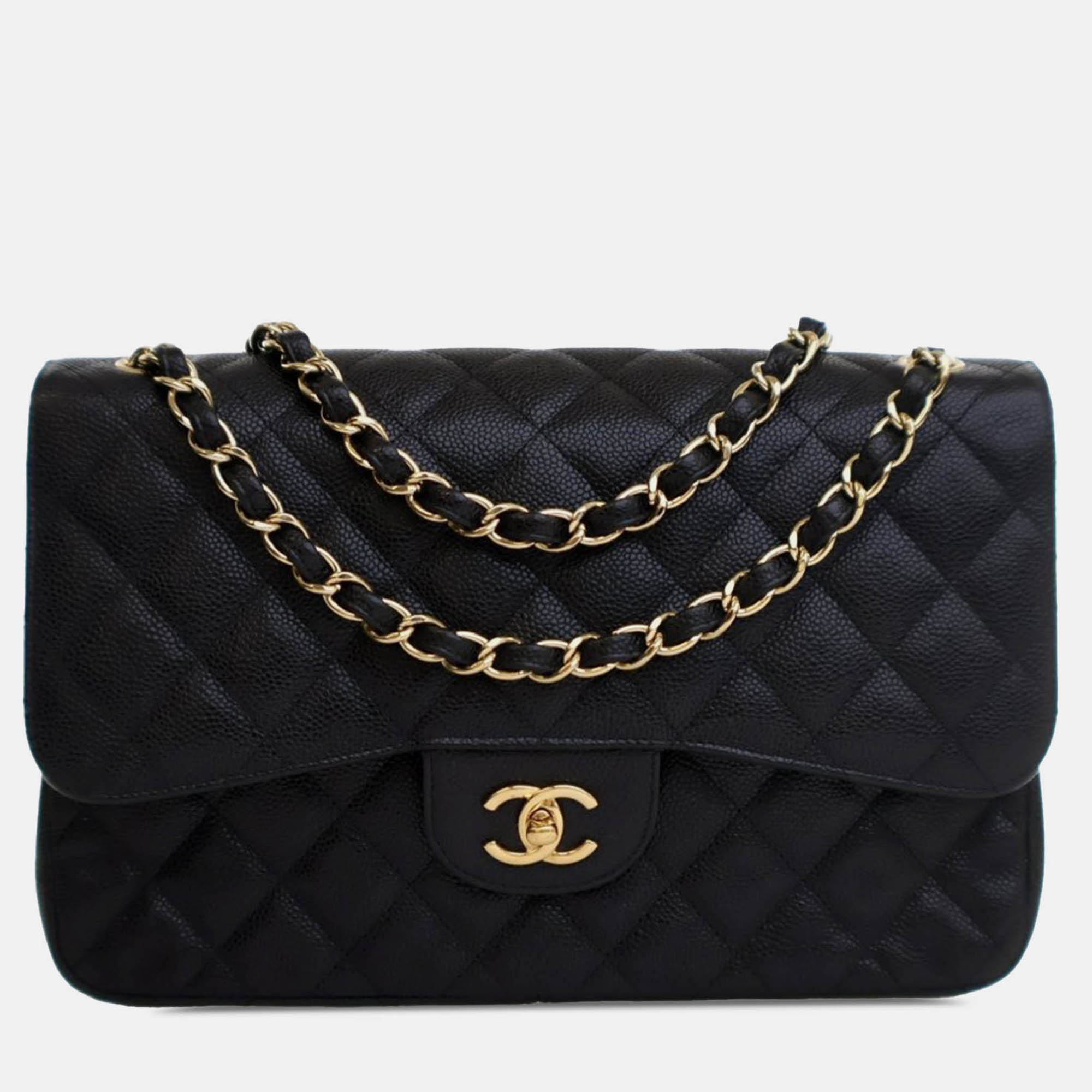 

Chanel Black Jumbo Classic Caviar Double Flap