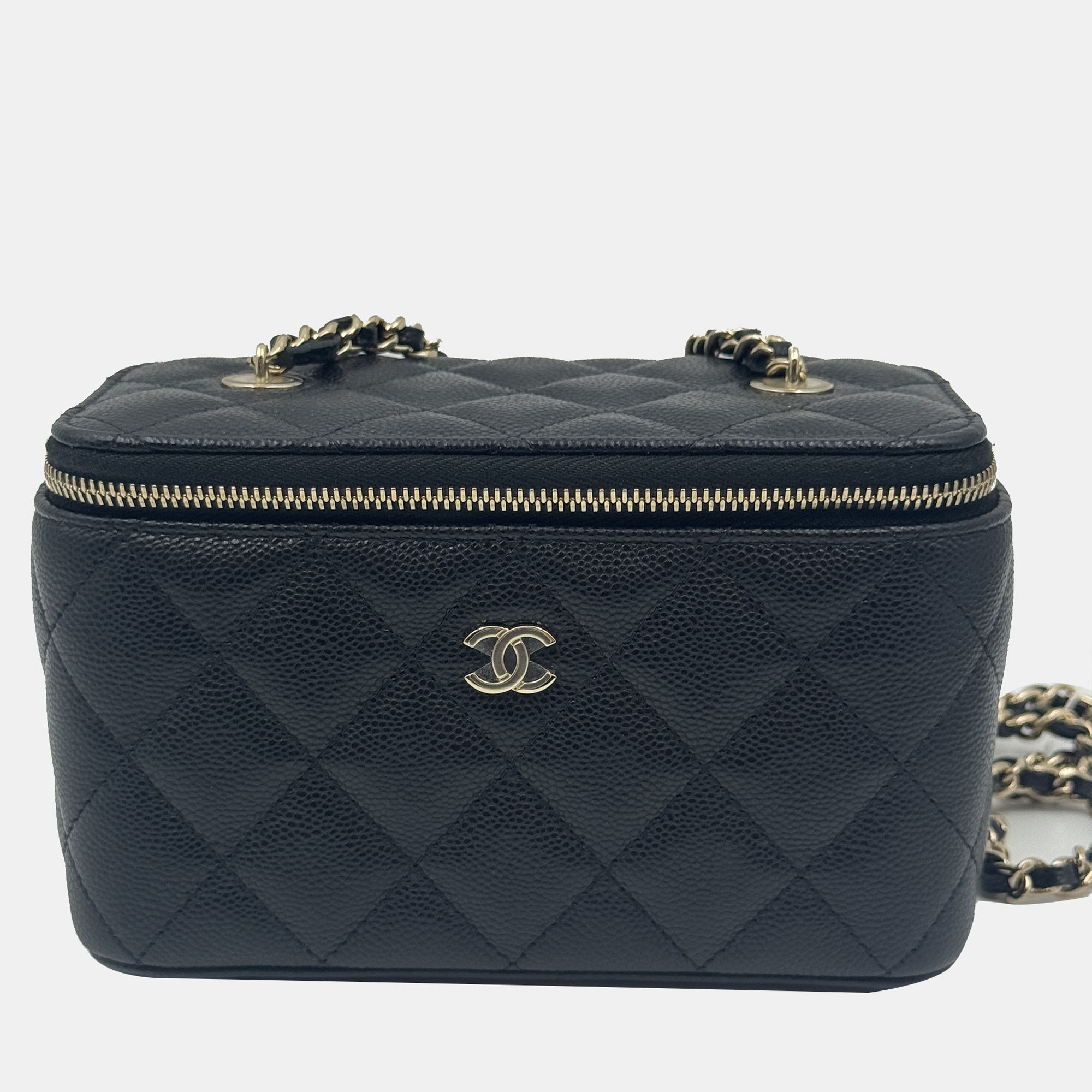 

Chanel Vanity Chain Black Caviar Leather Bag
