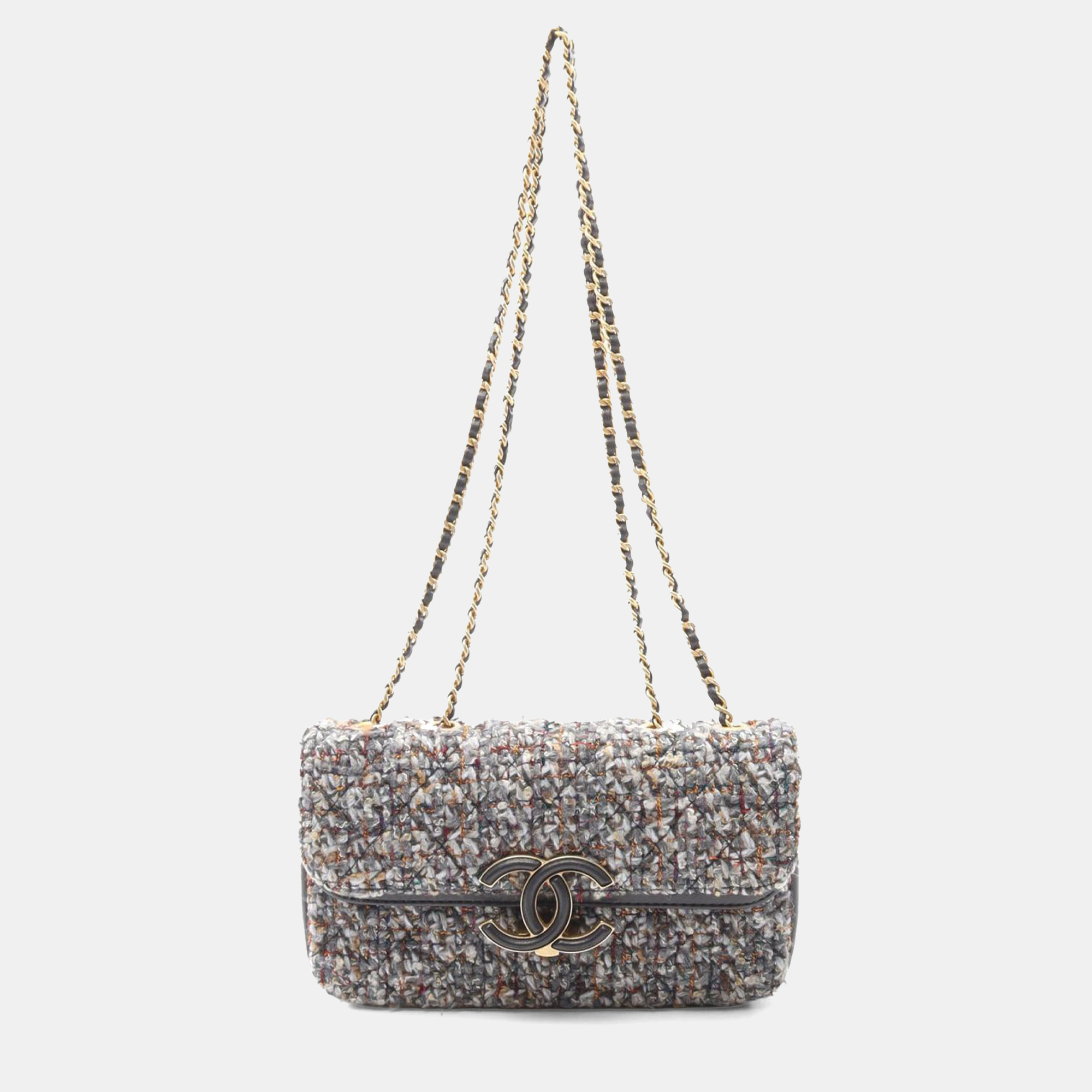 

Chanel Multicolor Small Quilted Tweed CC Chic Double Flap