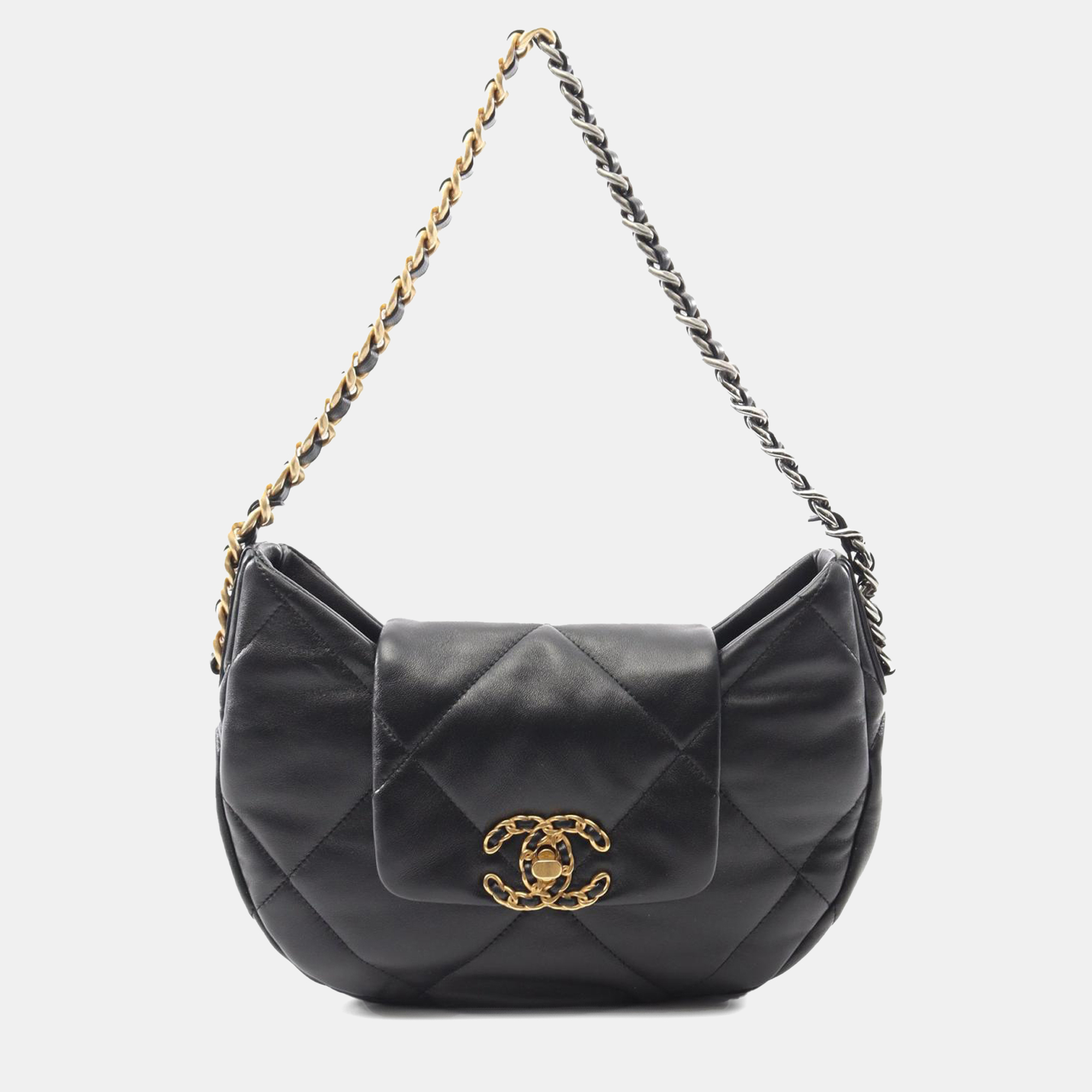 

Chanel Black Lambskin 19 Chain Hobo