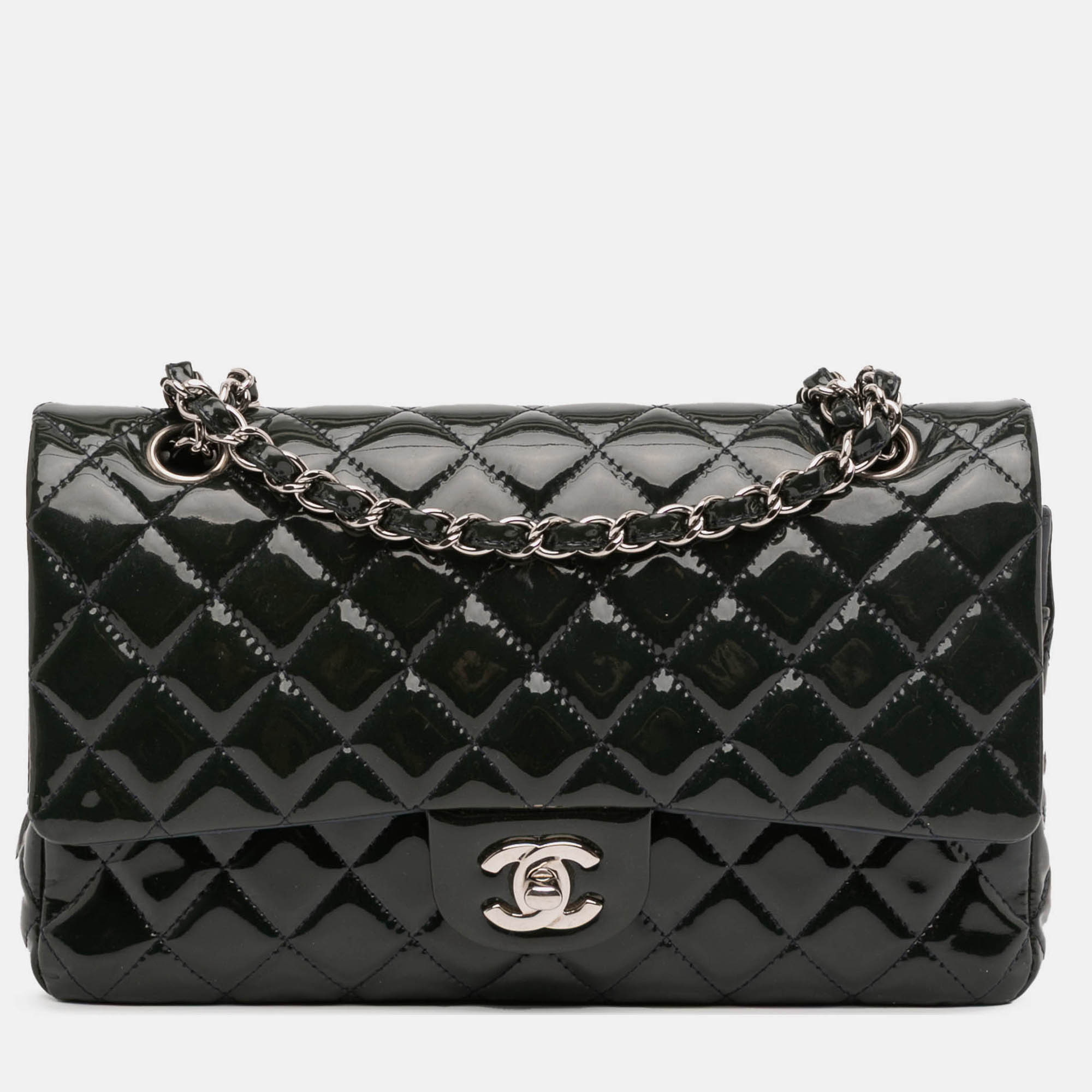 

Chanel Green Medium Classic Patent Double Flap