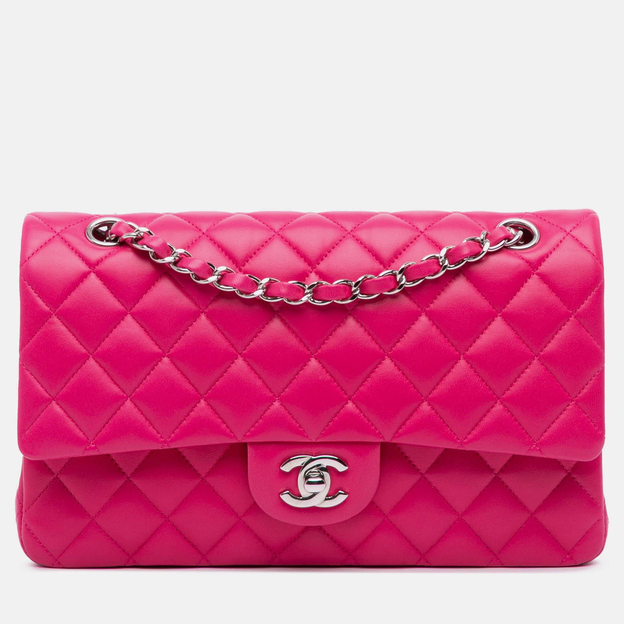 

Chanel Pink Medium Classic Lambskin Double Flap