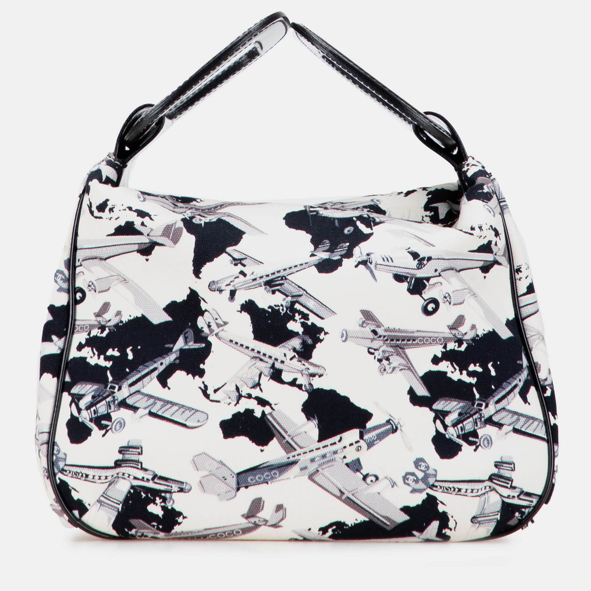 

Chanel White Printed Canvas Coco Airline Handbag