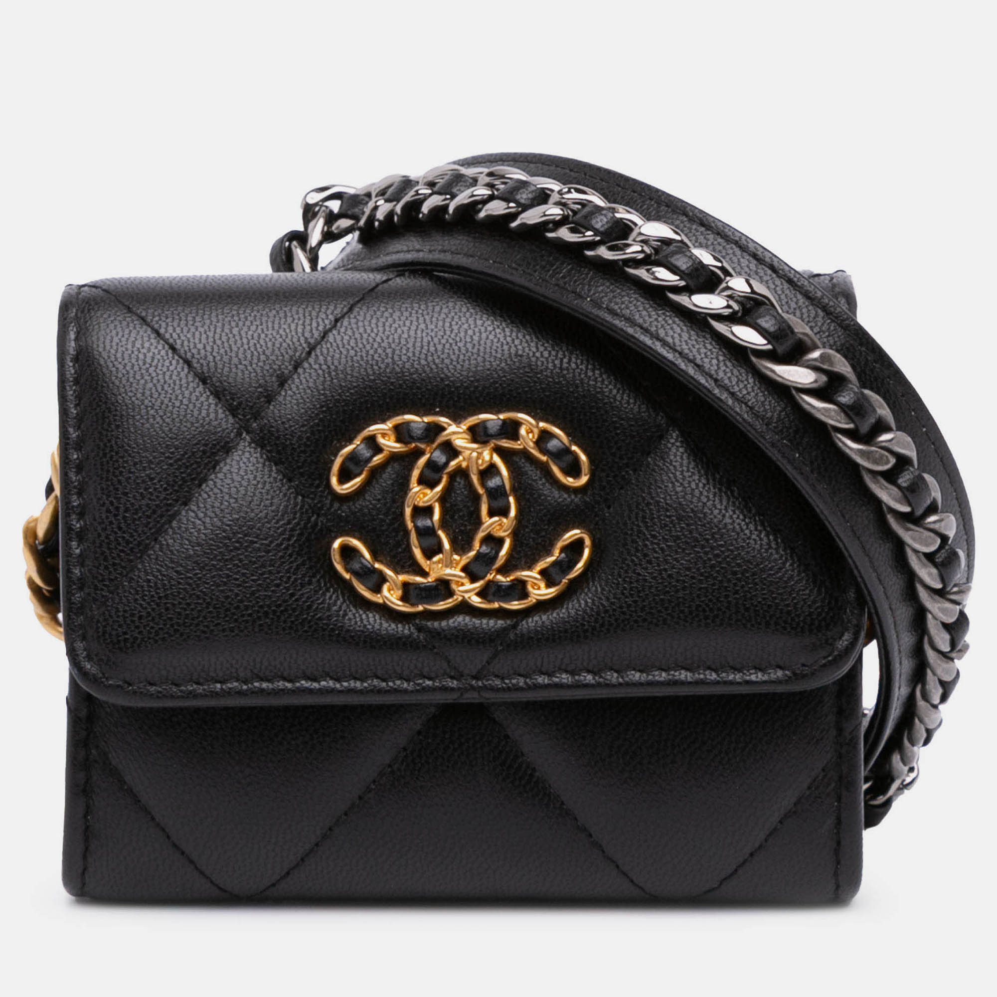 

Chanel Black Lambskin 19 Flap Coin Purse With Chain
