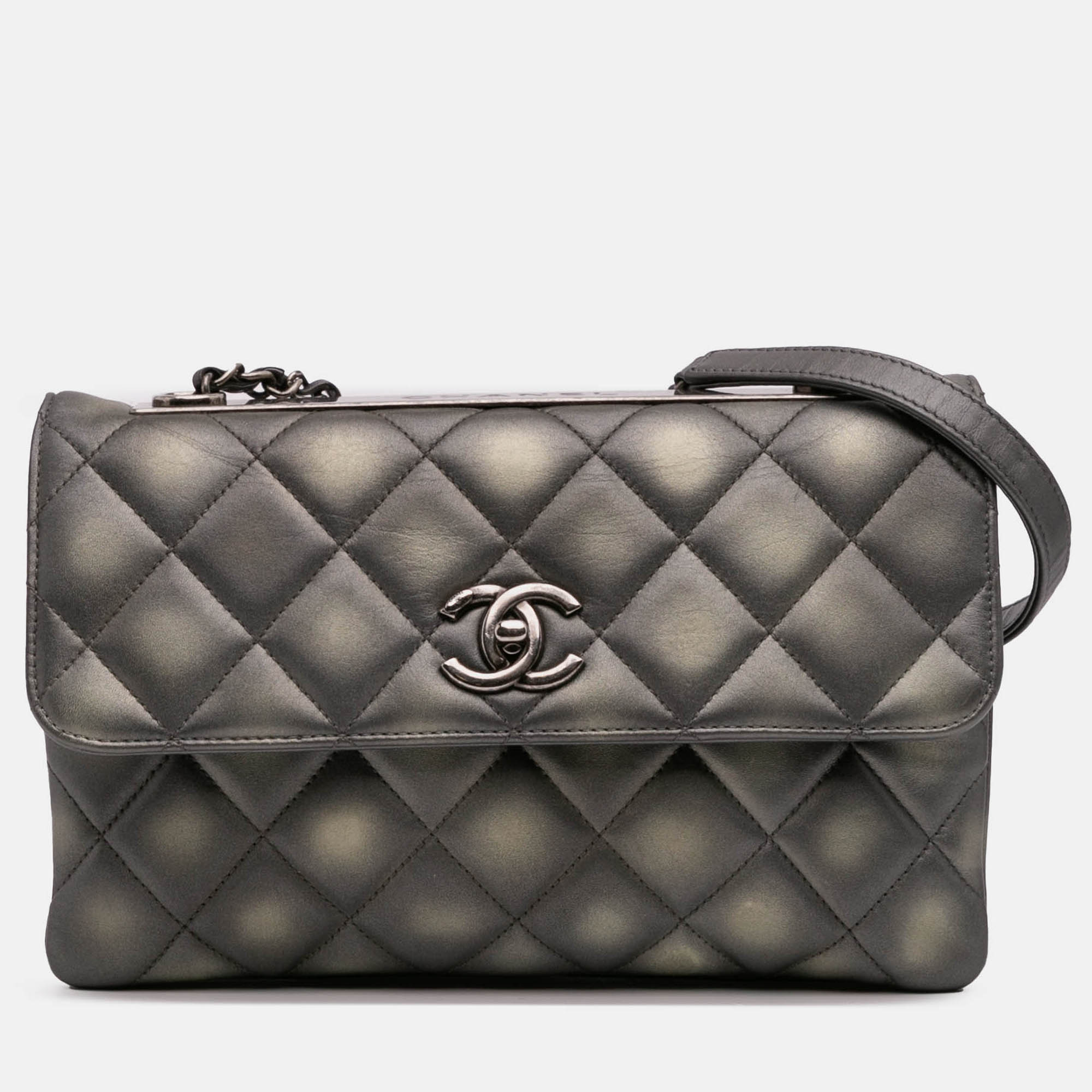 

Chanel Grey Quilted Metallic Lambskin Trendy CC Flap