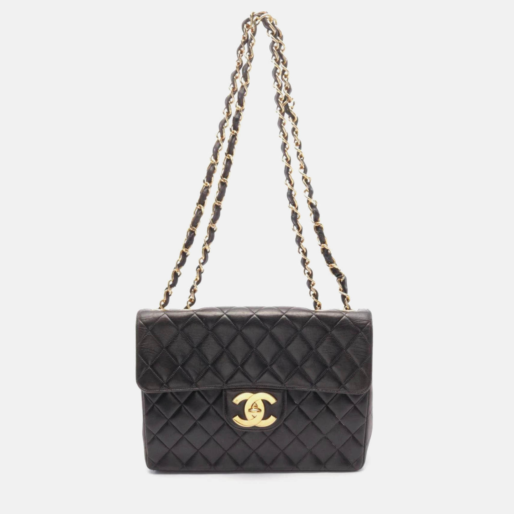 

Chanel Classic Flap Black Lambskin Leather Shoulder Bag