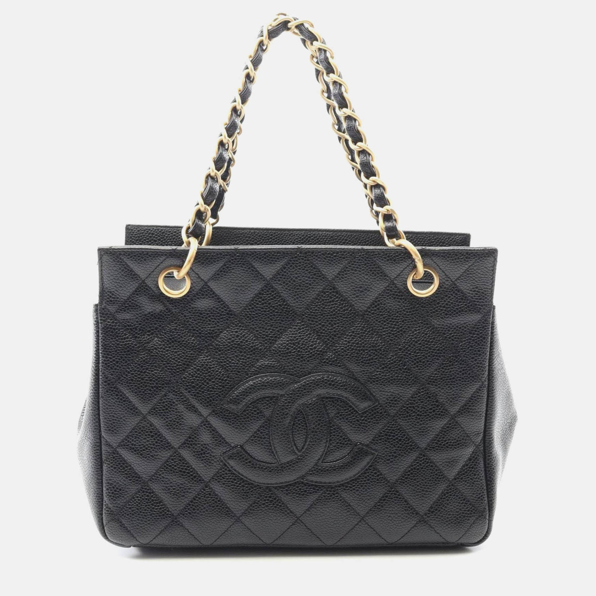 

Chanel CC Black Leather Tote Bag
