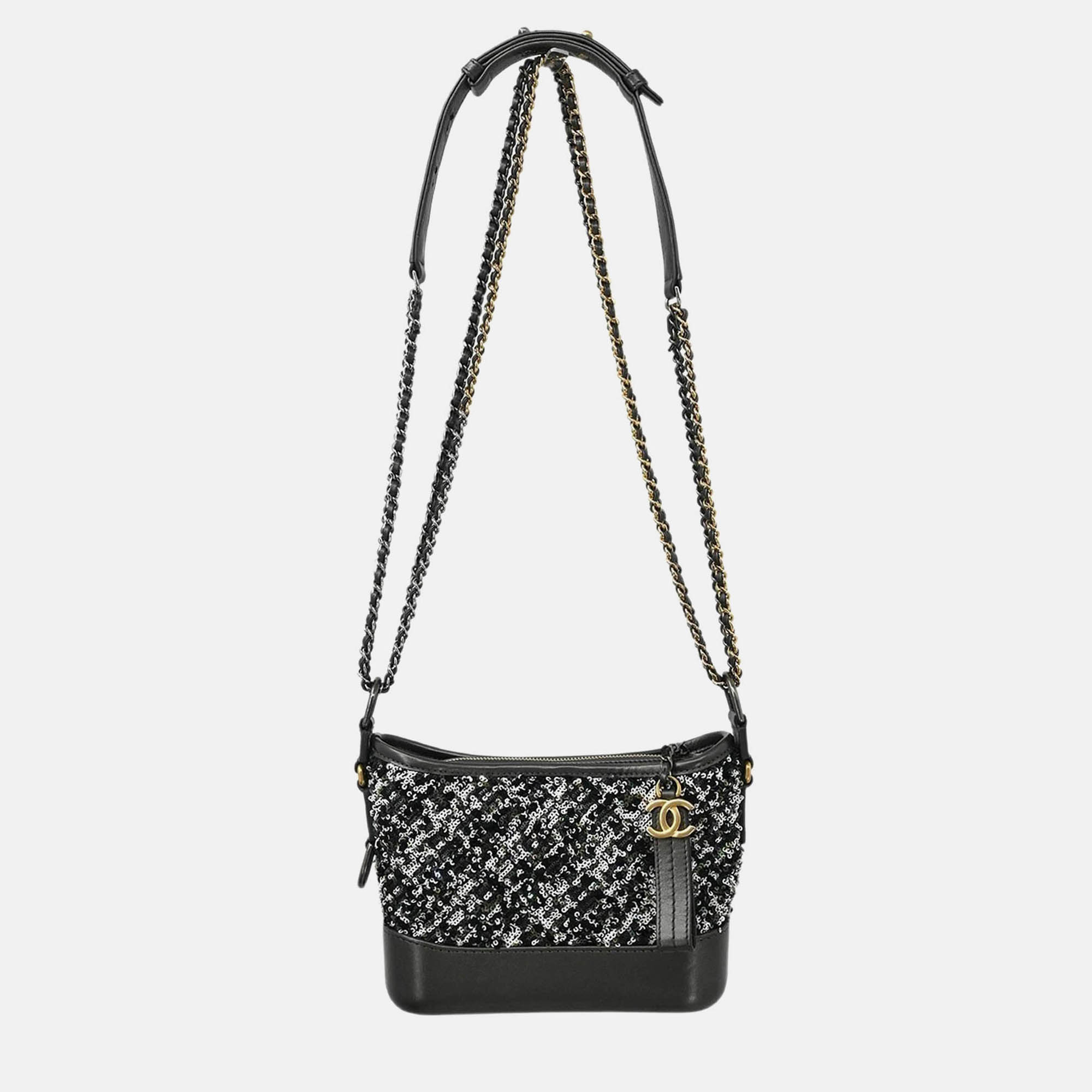 

Chanel Gray Calfskin Sequins Small Gabrielle Shoulder Bag, Grey