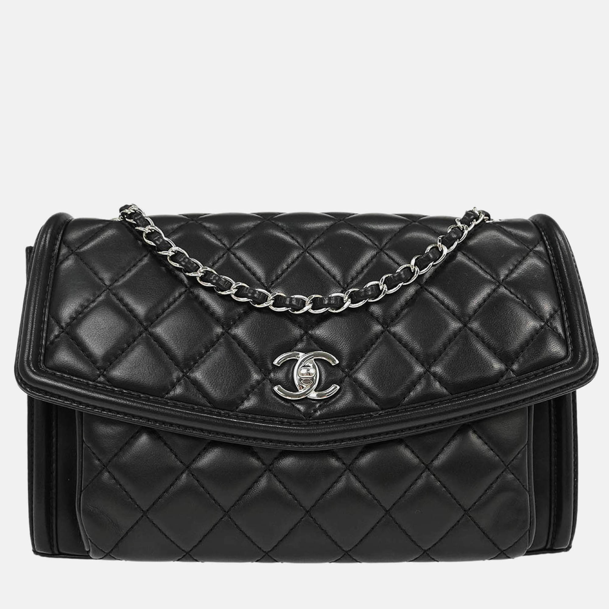 

Chanel Geometric Flap Black Lambskin Chain Shoulder Bag