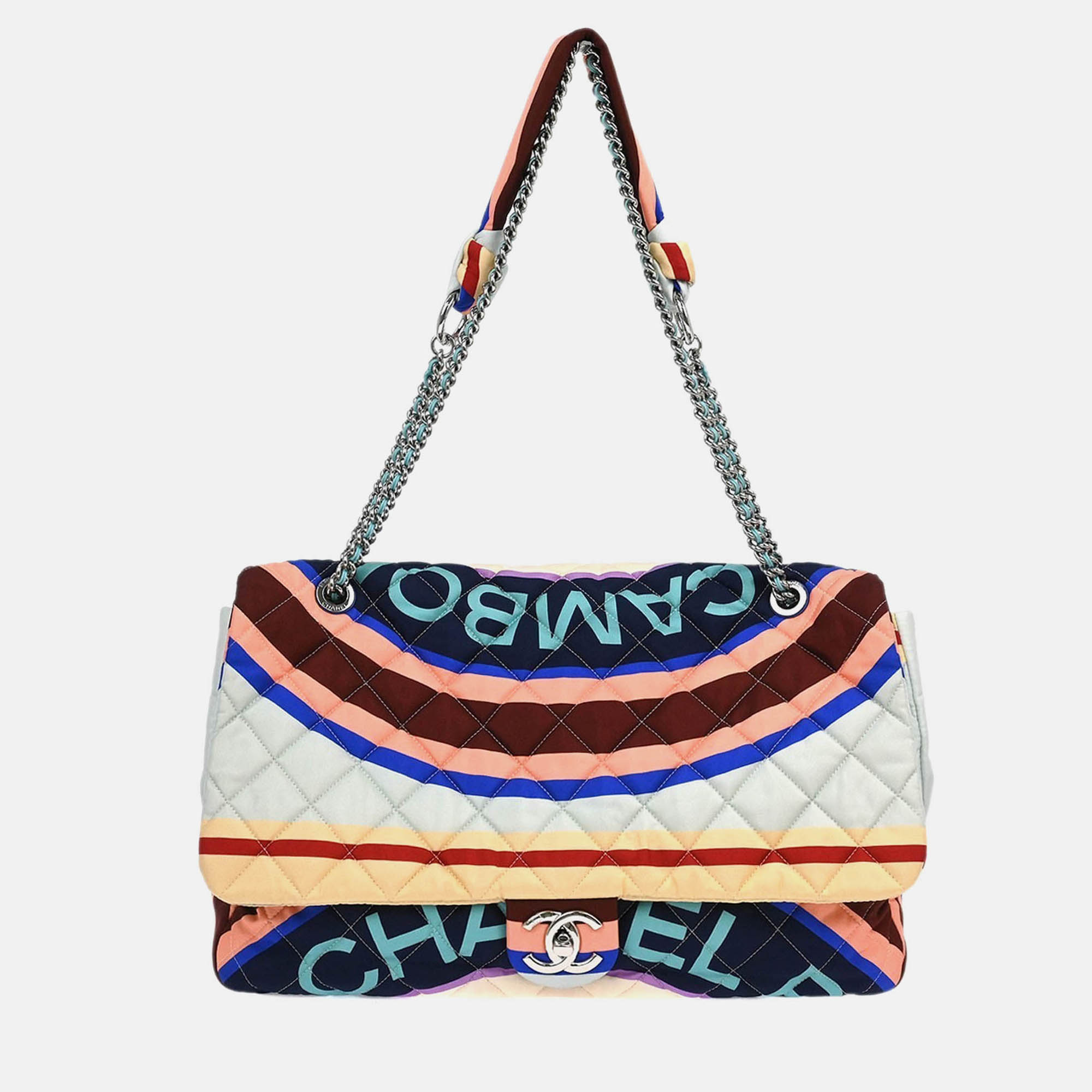 

Chanel Flap Multicolour Satin Quilted Printed Shoulder Bag, Multicolor