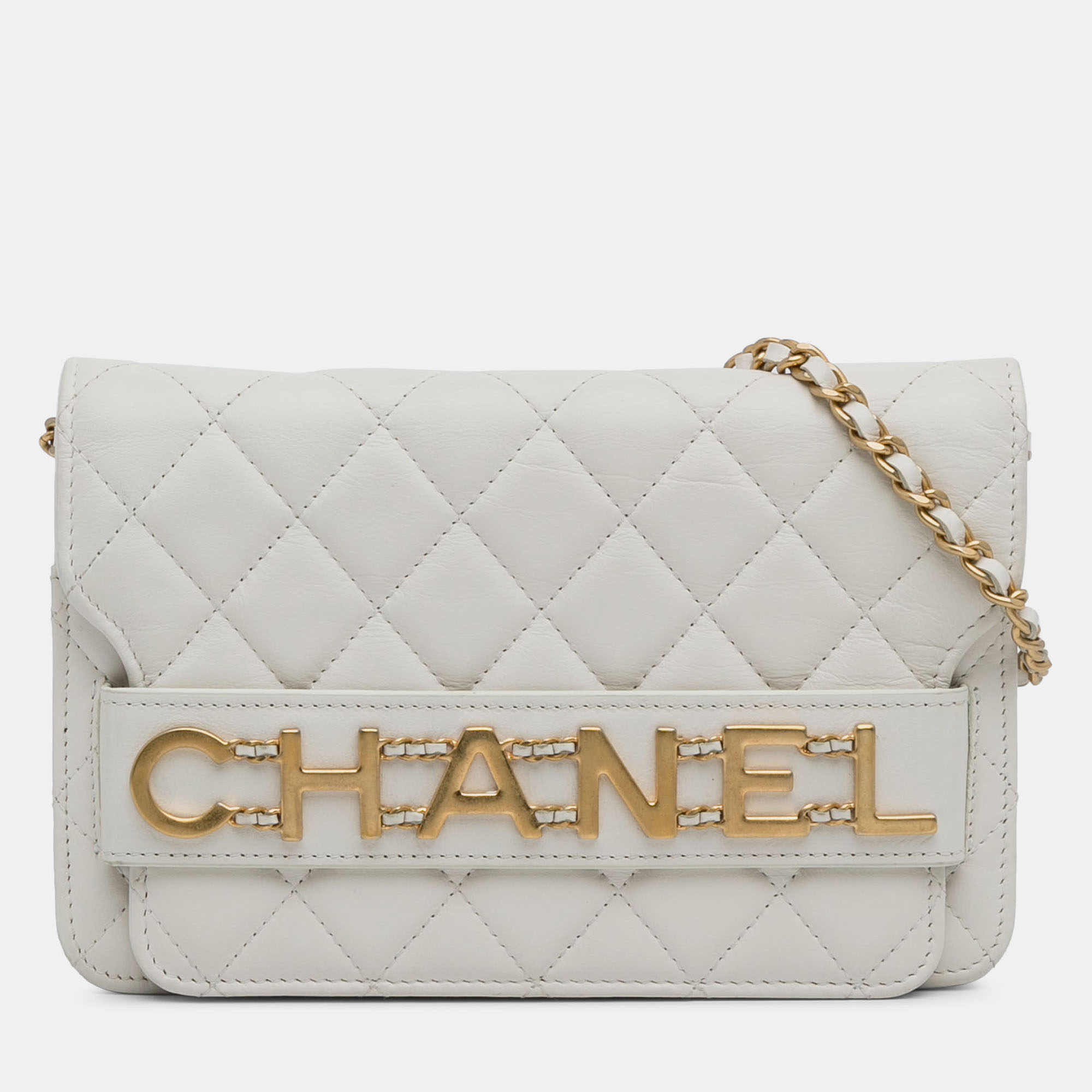 

Chanel White Enchained Flap Wallet on Chain