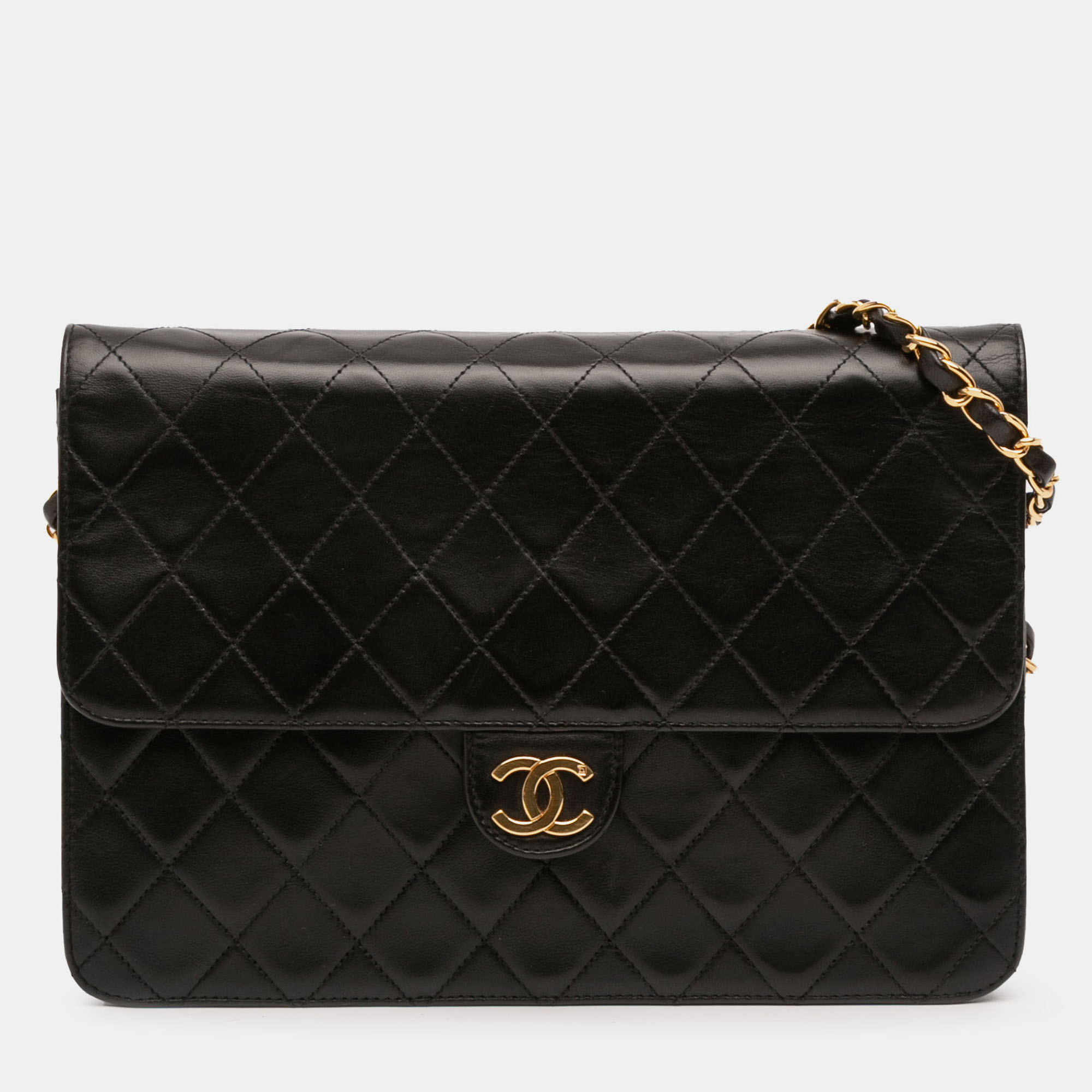 

Chanel Black Medium CC Quilted Lambskin Single Flap