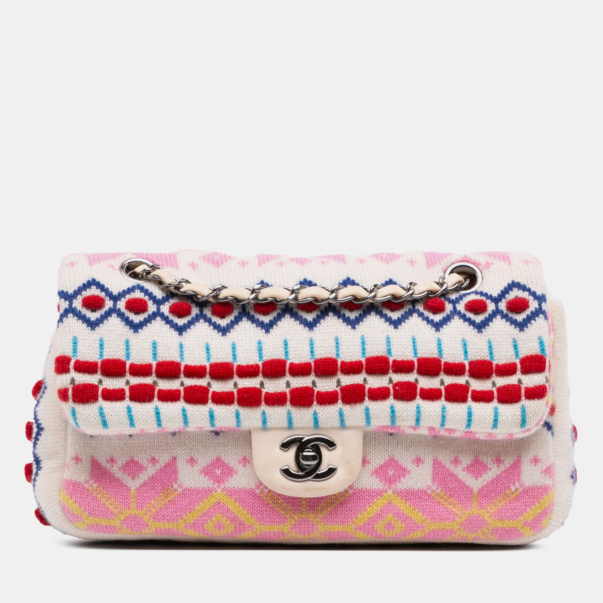 

Chanel Multicolor Medium Classic Multicolor Cashmere Knit Single Flap