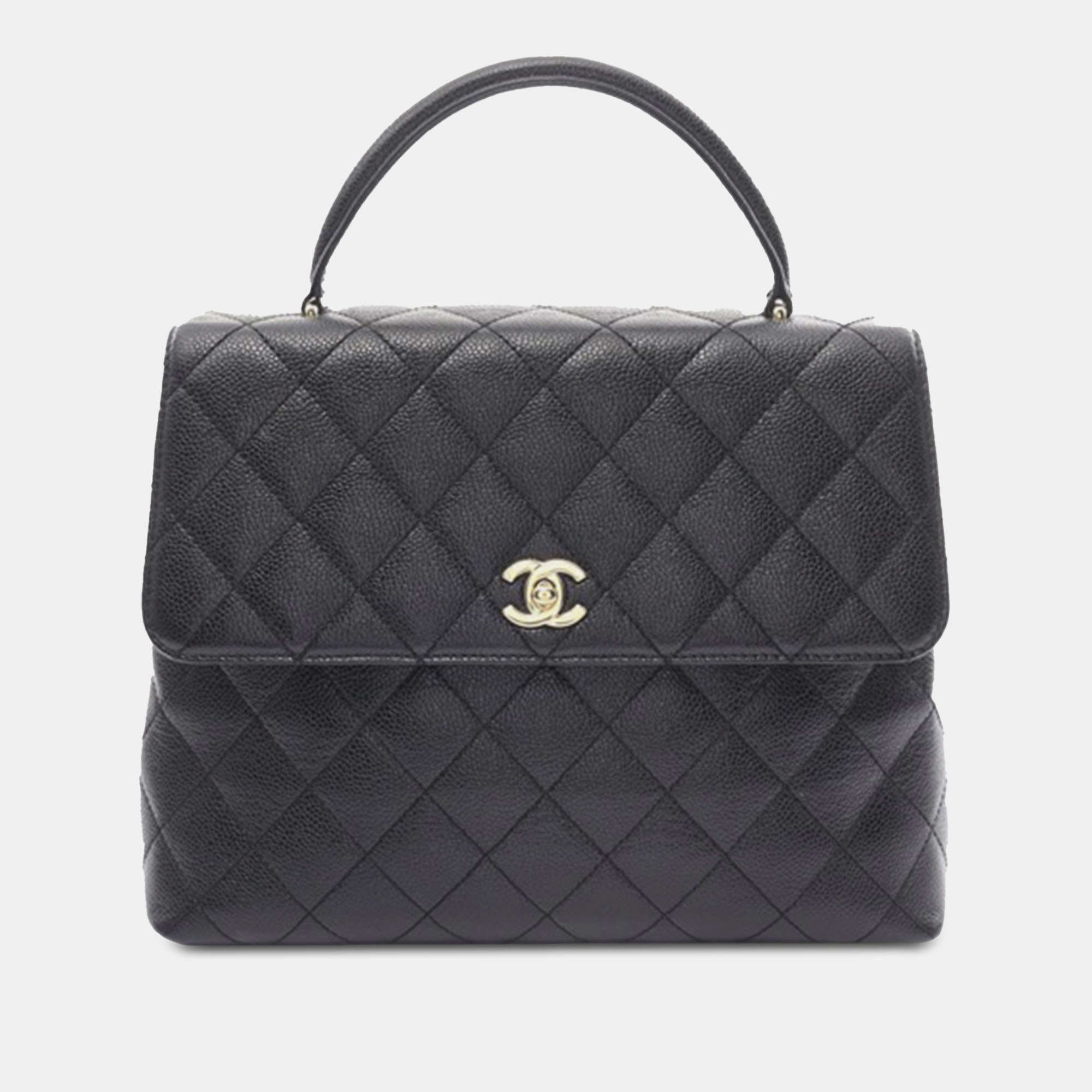 

Chanel Black CC Quilted Caviar Kelly Top Handle Bag