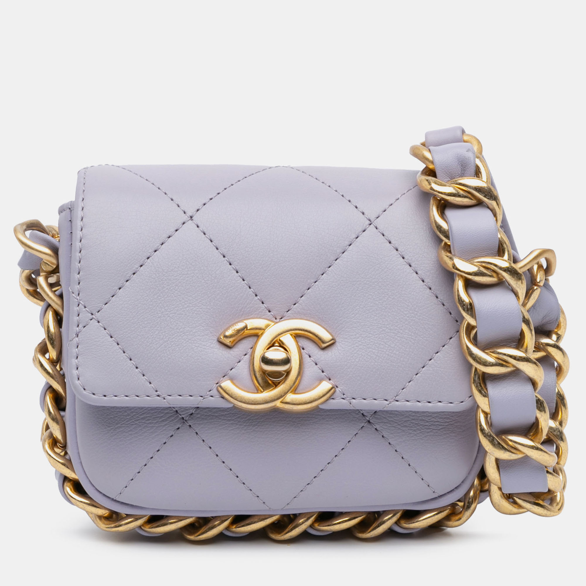 

Chanel Purple Mini Quilted Calfskin Framing Chain Flap