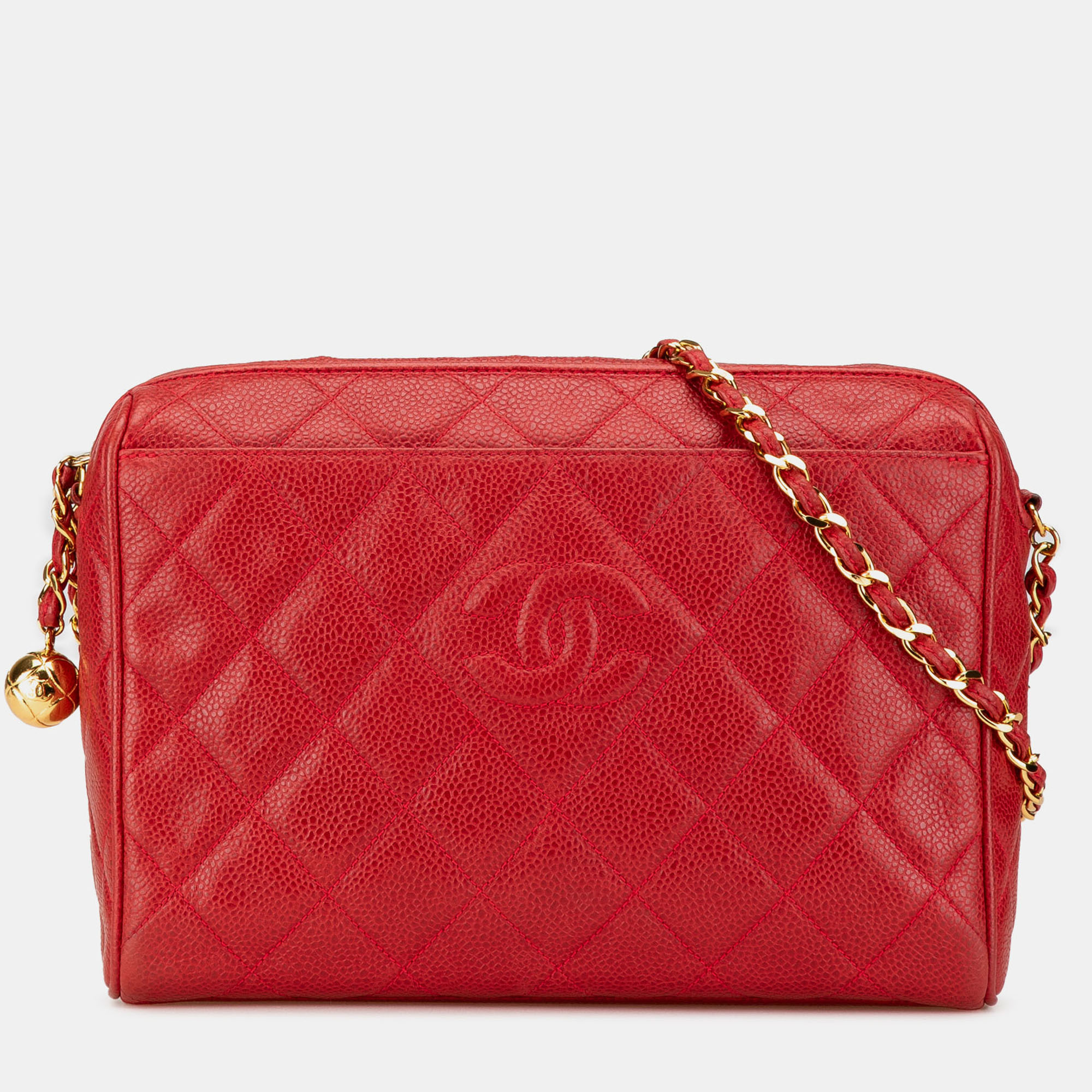 

Chanel Red CC Quilted Caviar Chain Camera Bag