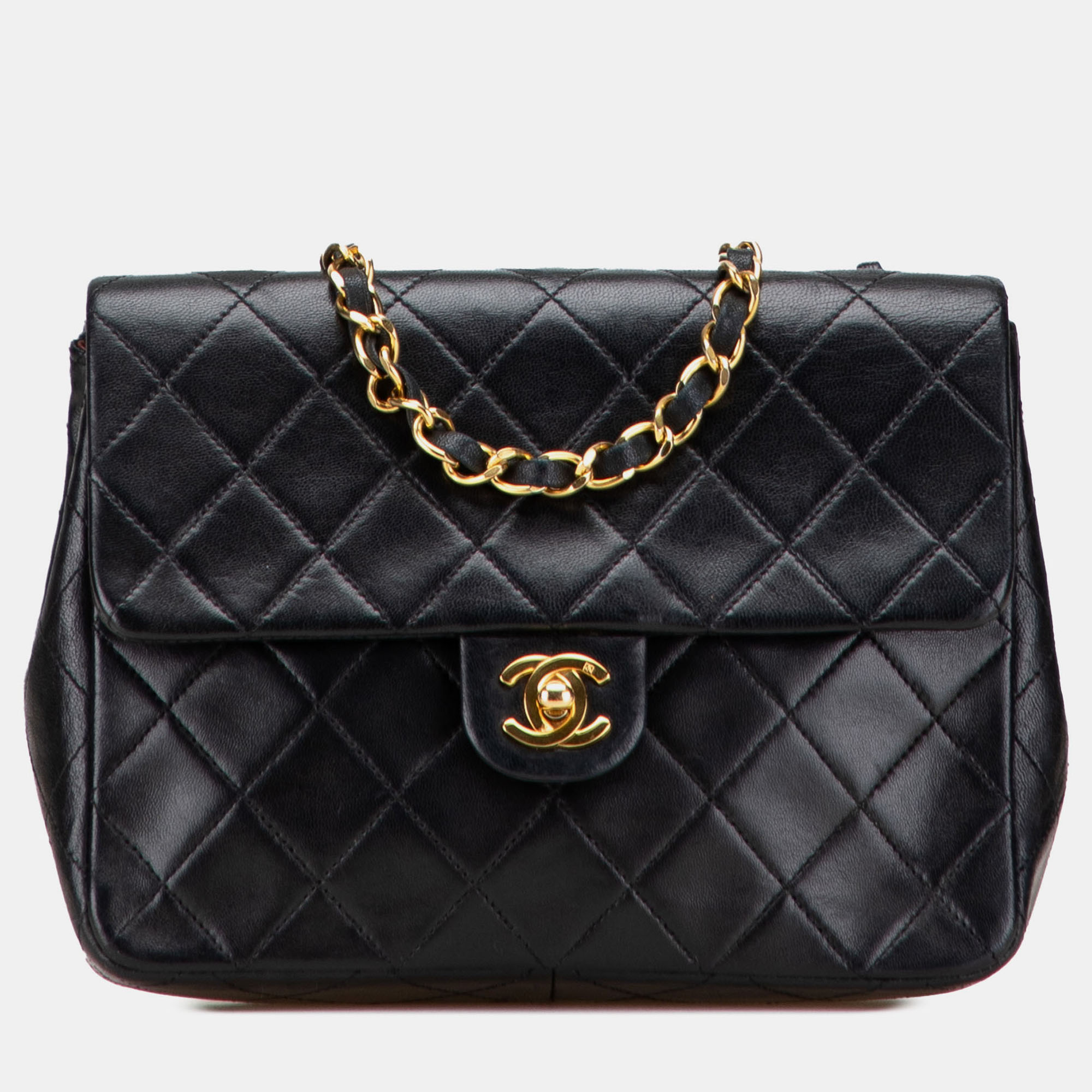 

Chanel Black Square Quilted Lambskin Single Flap