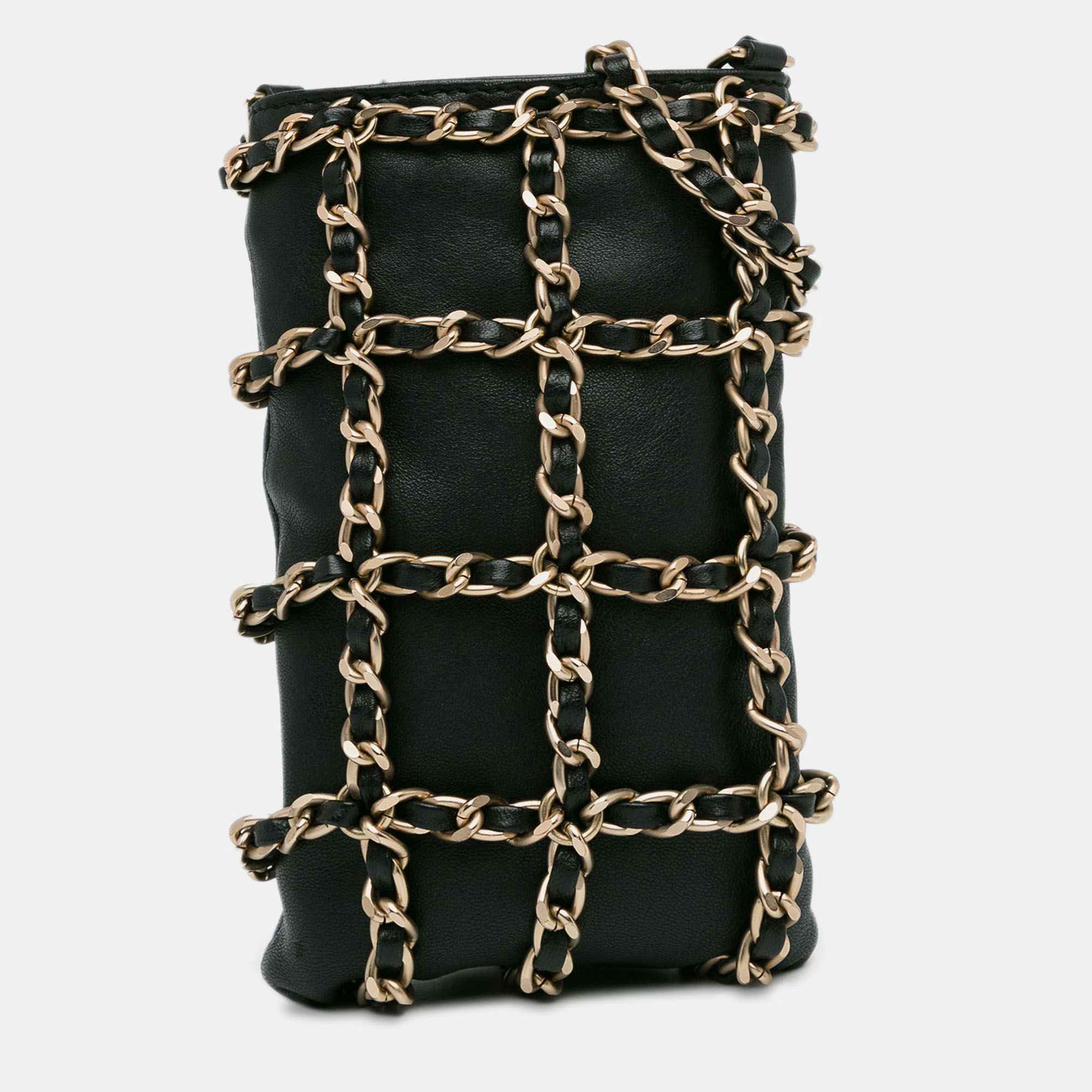 Pre-owned Chanel Black Lambskin Tech Me Out Clutch With Chain