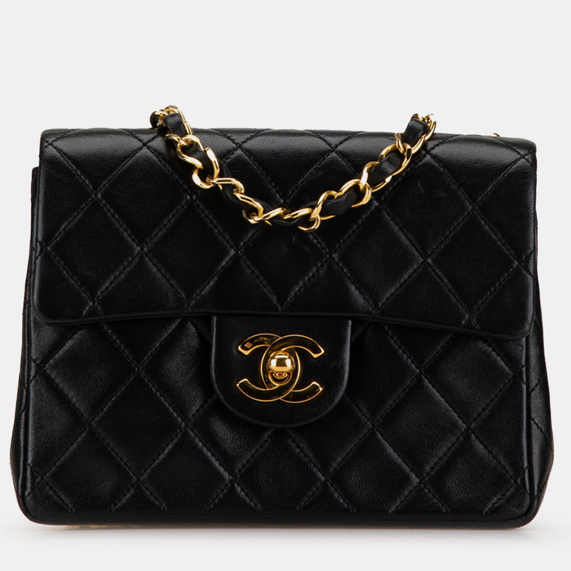 

Chanel Black Small Square Quilted Lambskin Flap