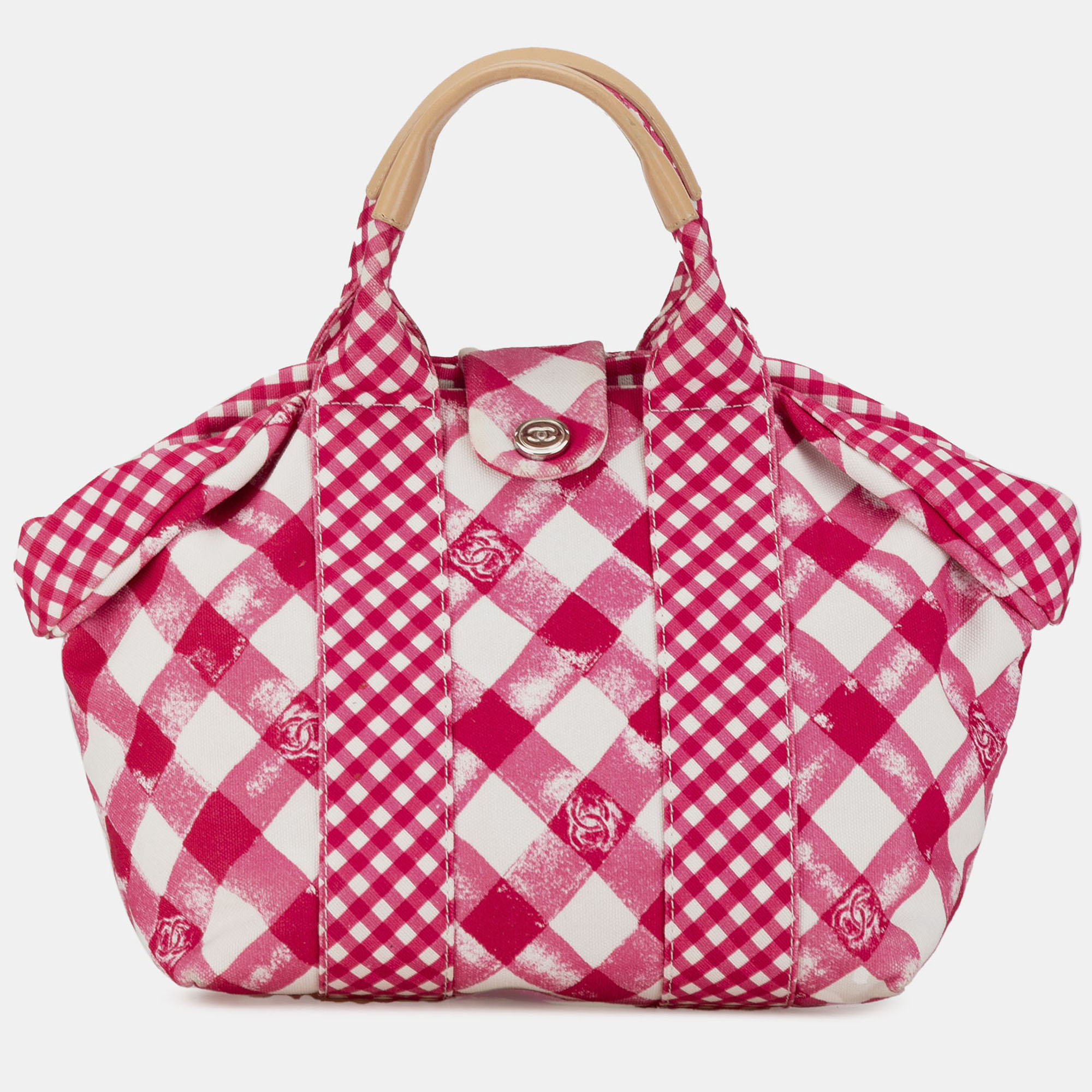 

Chanel Pink Small Canvas Printed CC Gingham Handbag