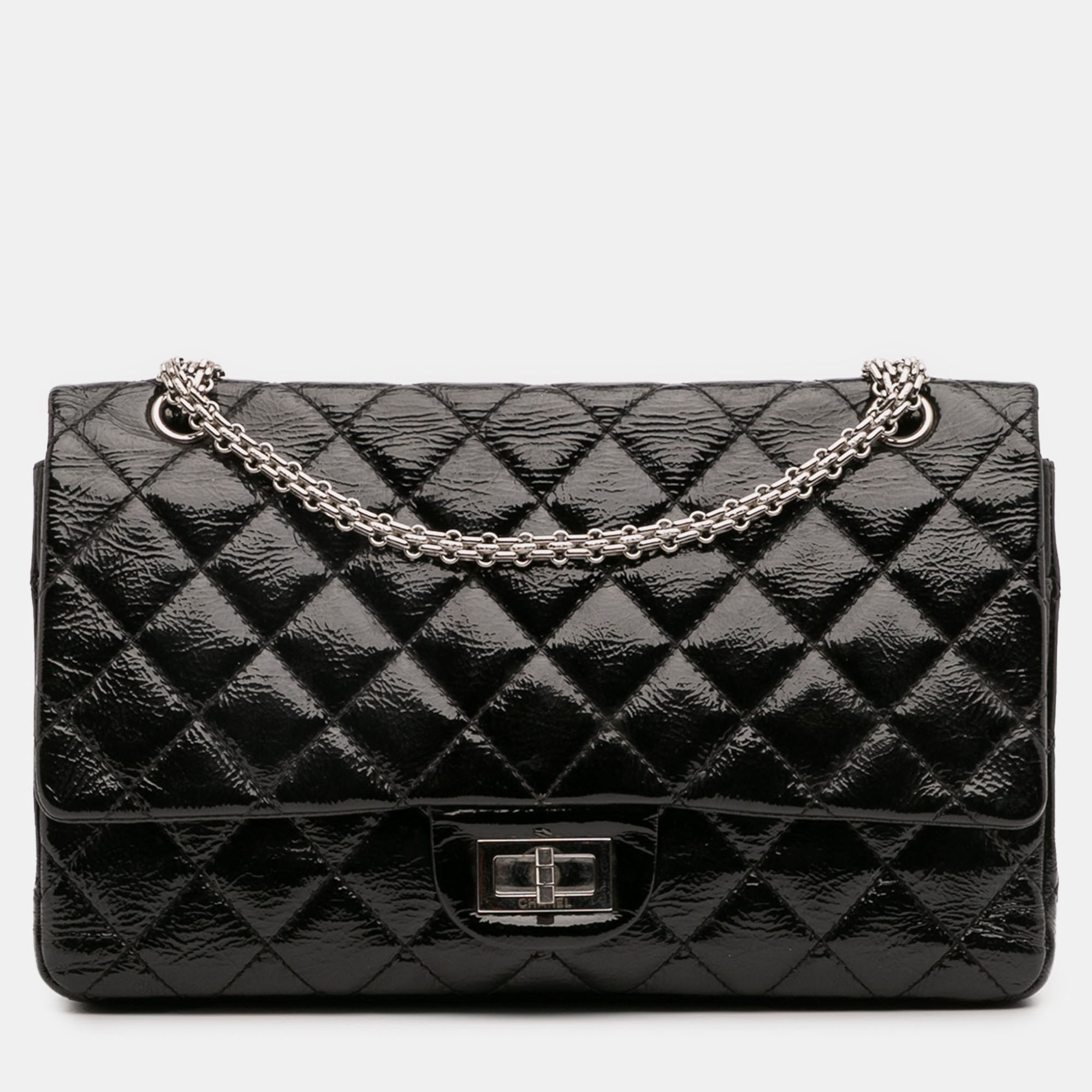 

Chanel Black Reissue 2.55 Patent Double Flap 226