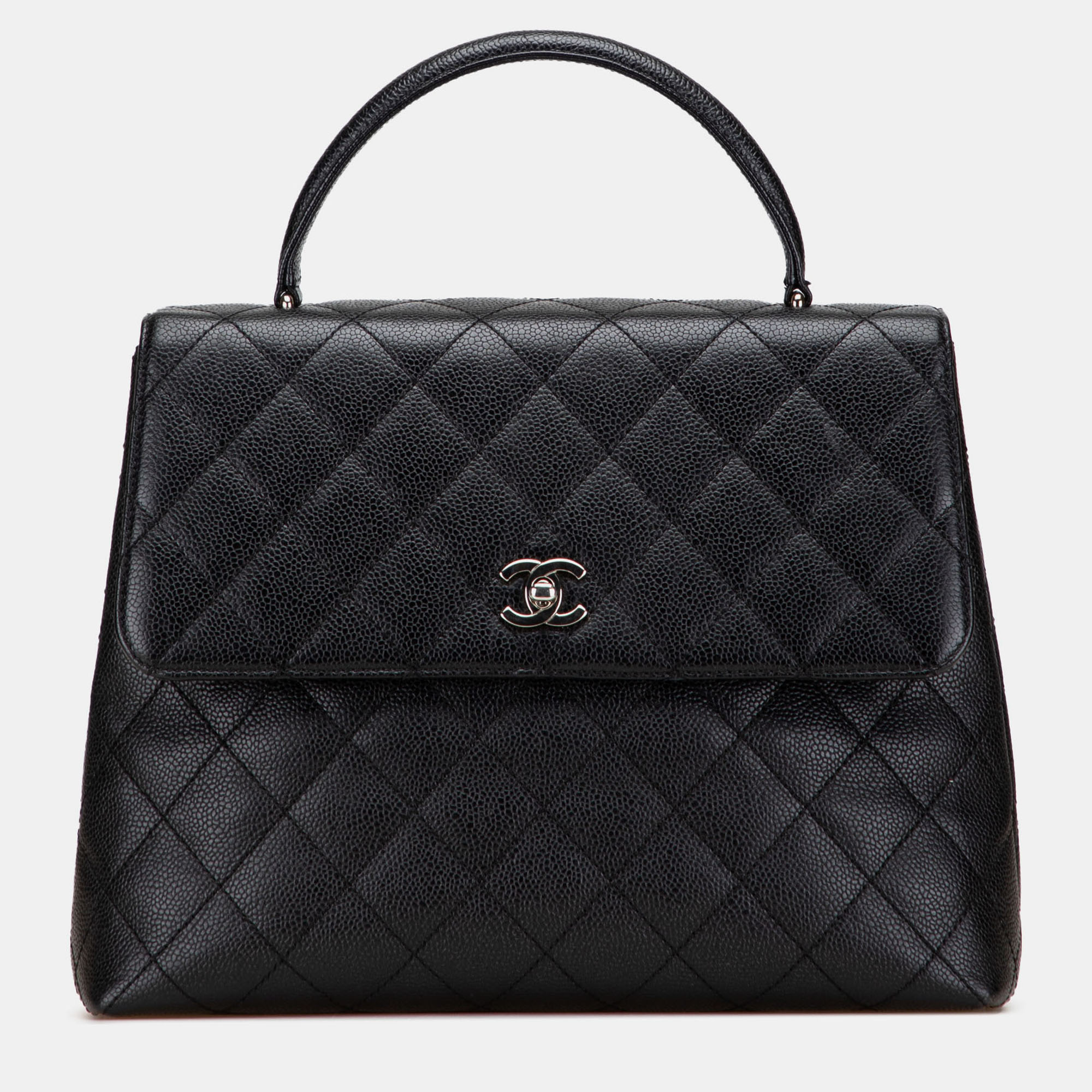 

Chanel Black CC Quilted Caviar Kelly Top Handle Bag