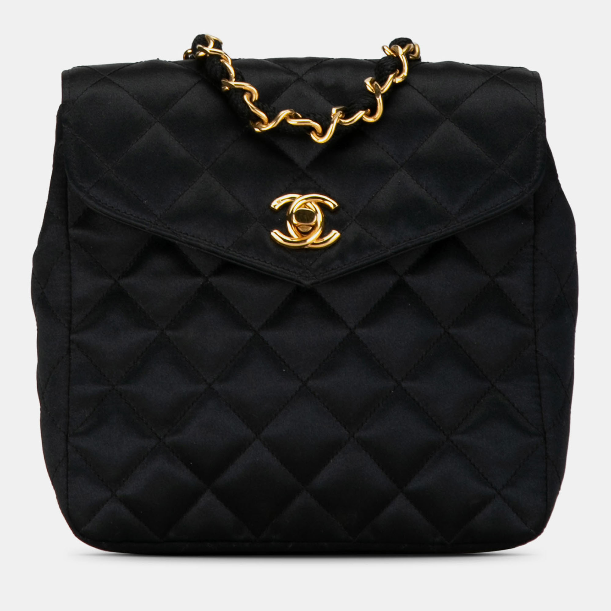 

Chanel Black CC Quilted Satin Crossbody