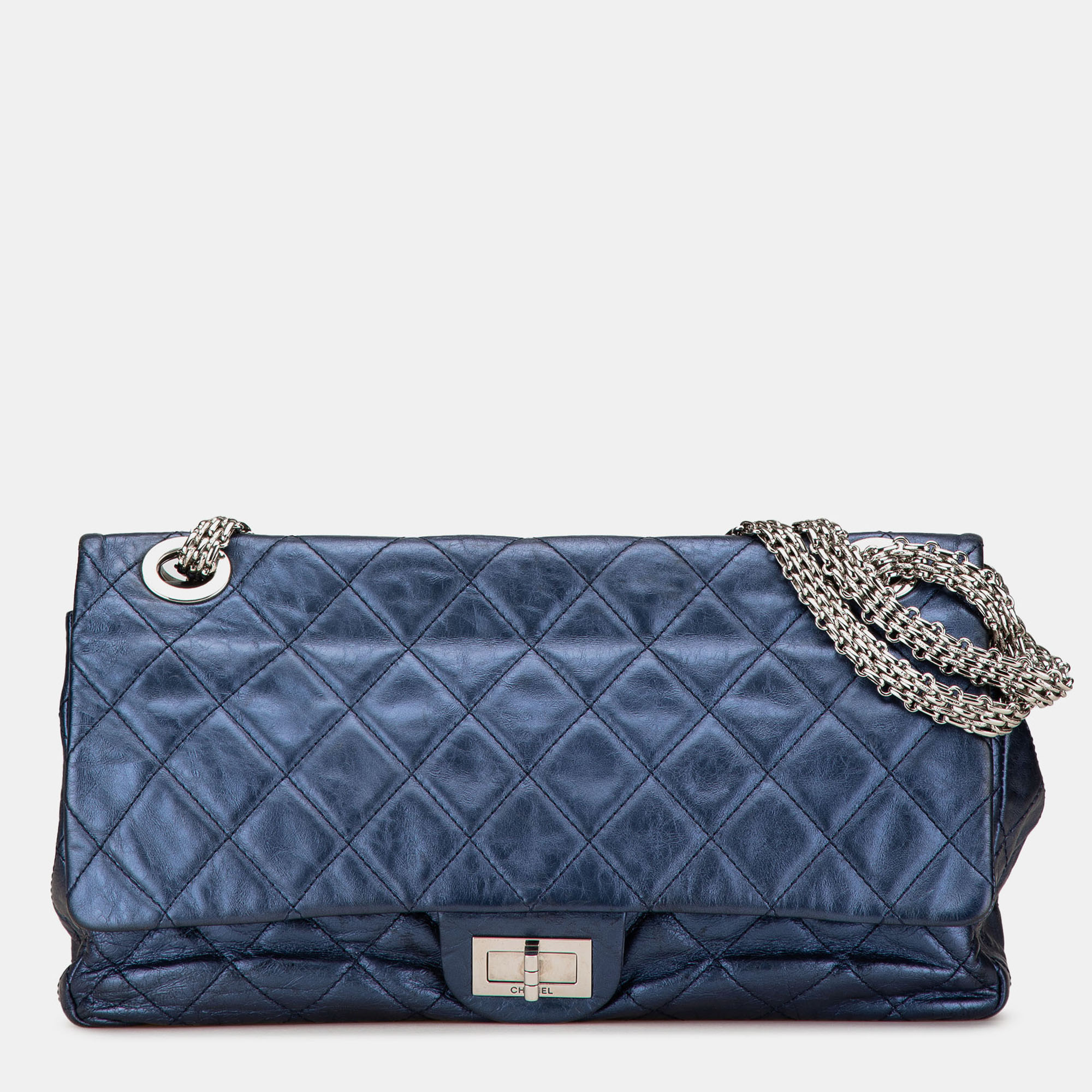 

Chanel Blue Reissue 2.55 Aged Metallic Calfskin Flap 226