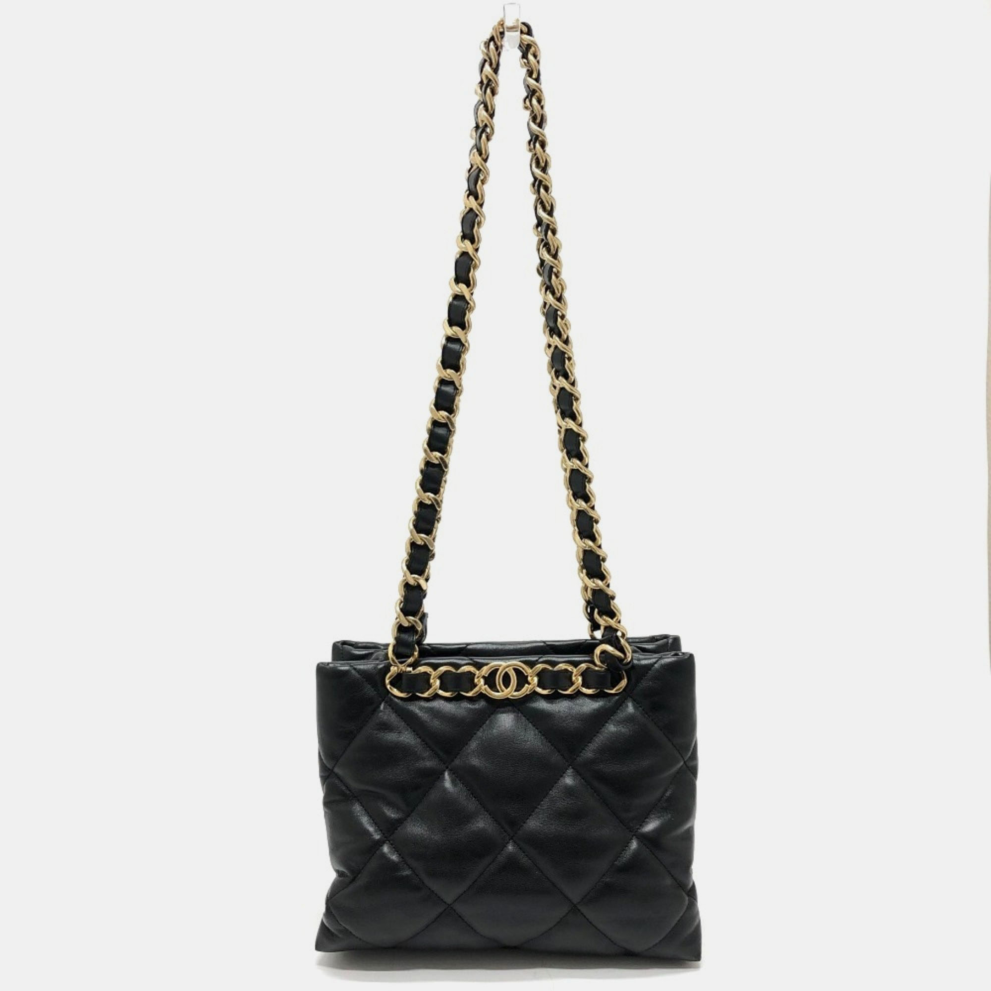 Pre-owned Chanel Cc Black Leather Tote Bag