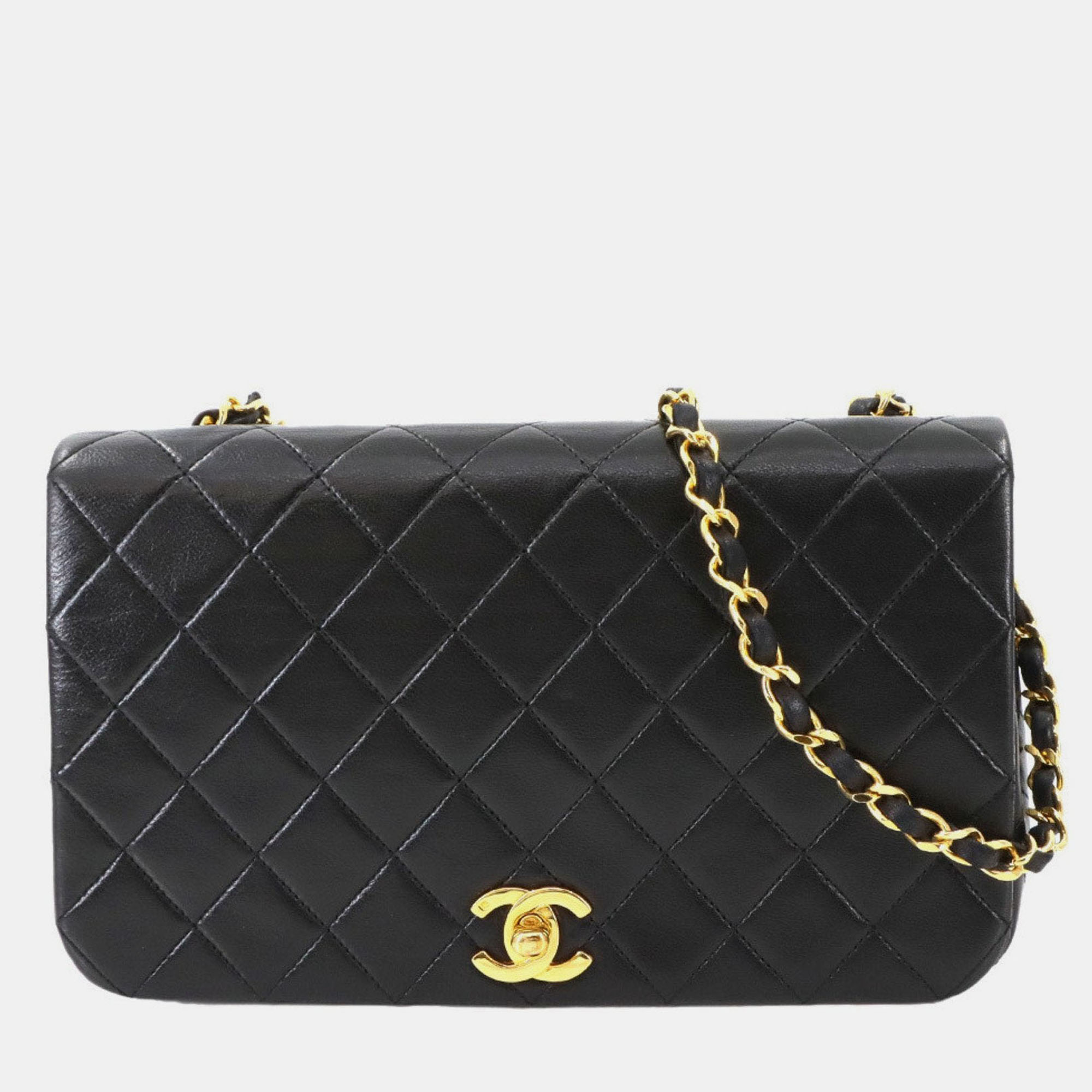 

Chanel Full Flap Turnlock Black Leather Shoulder Bag
