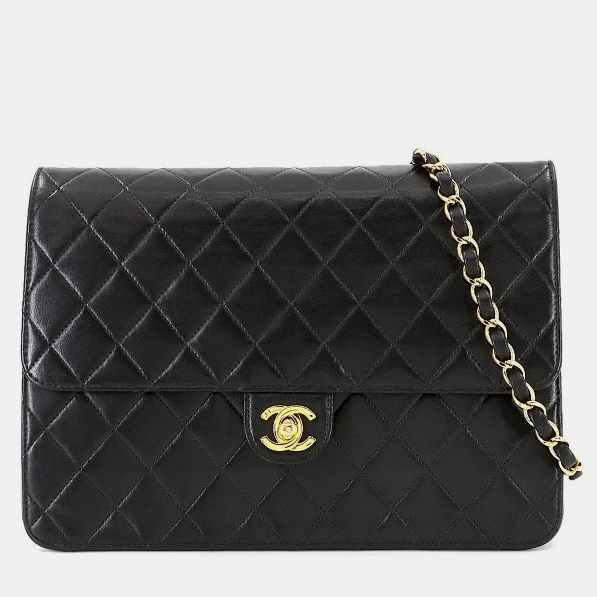 

Chanel Square Flap Black Leather Shoulder Bag
