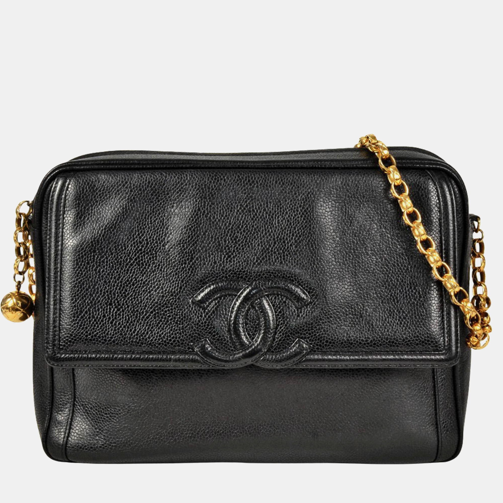 

Chanel CC Black Caviar Leather Camera Bag