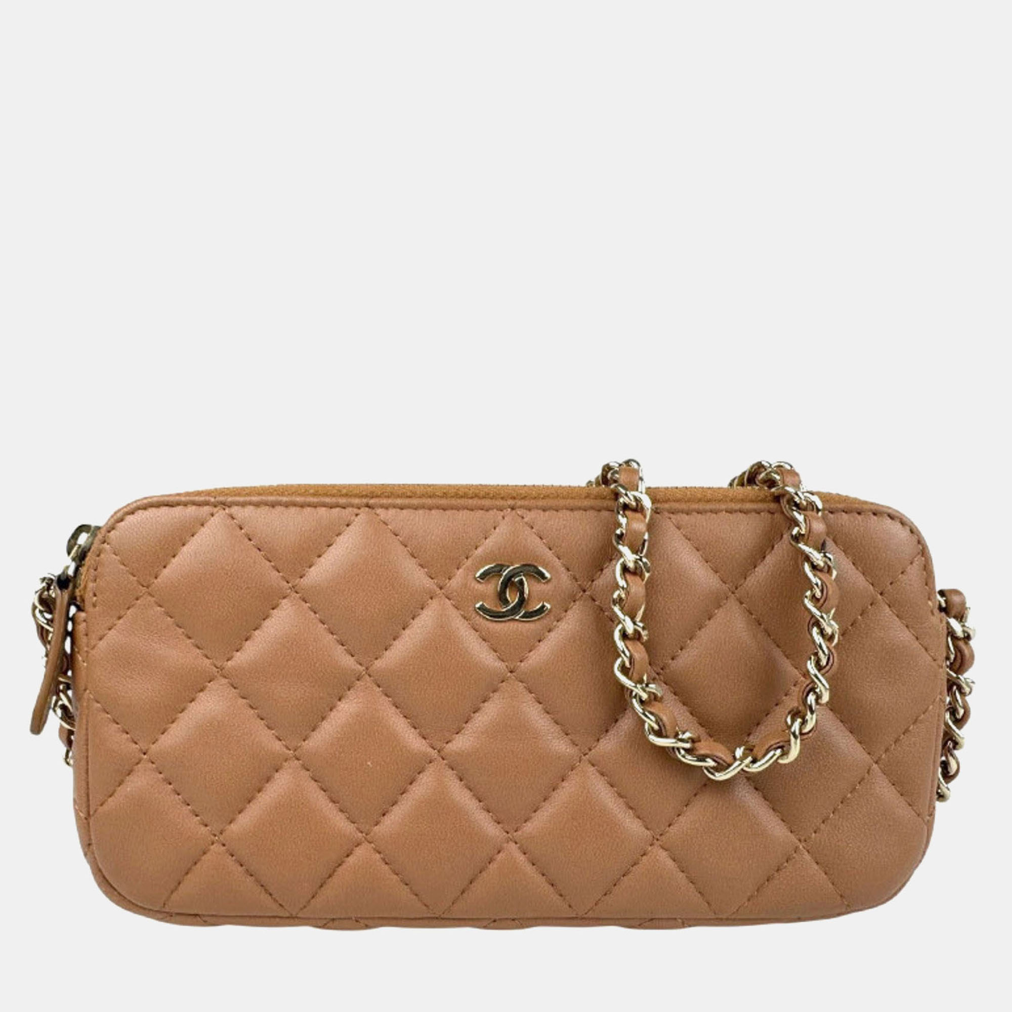 

Chanel Shoulder Bag Lambskin Light Brown And Gold