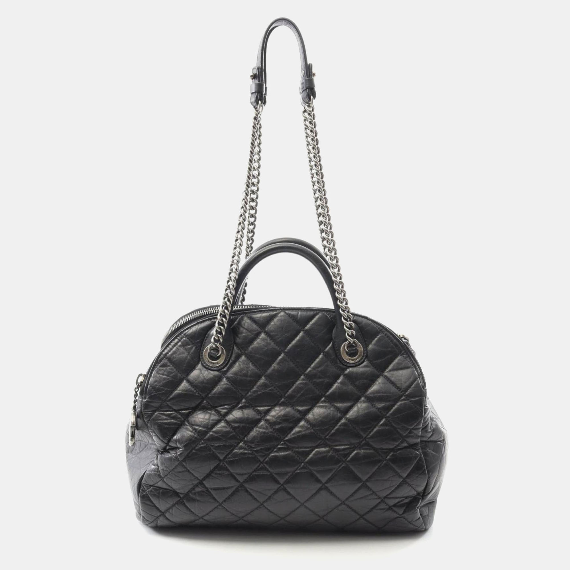 Pre-owned Chanel Matelasse Tote Bag Leather Black