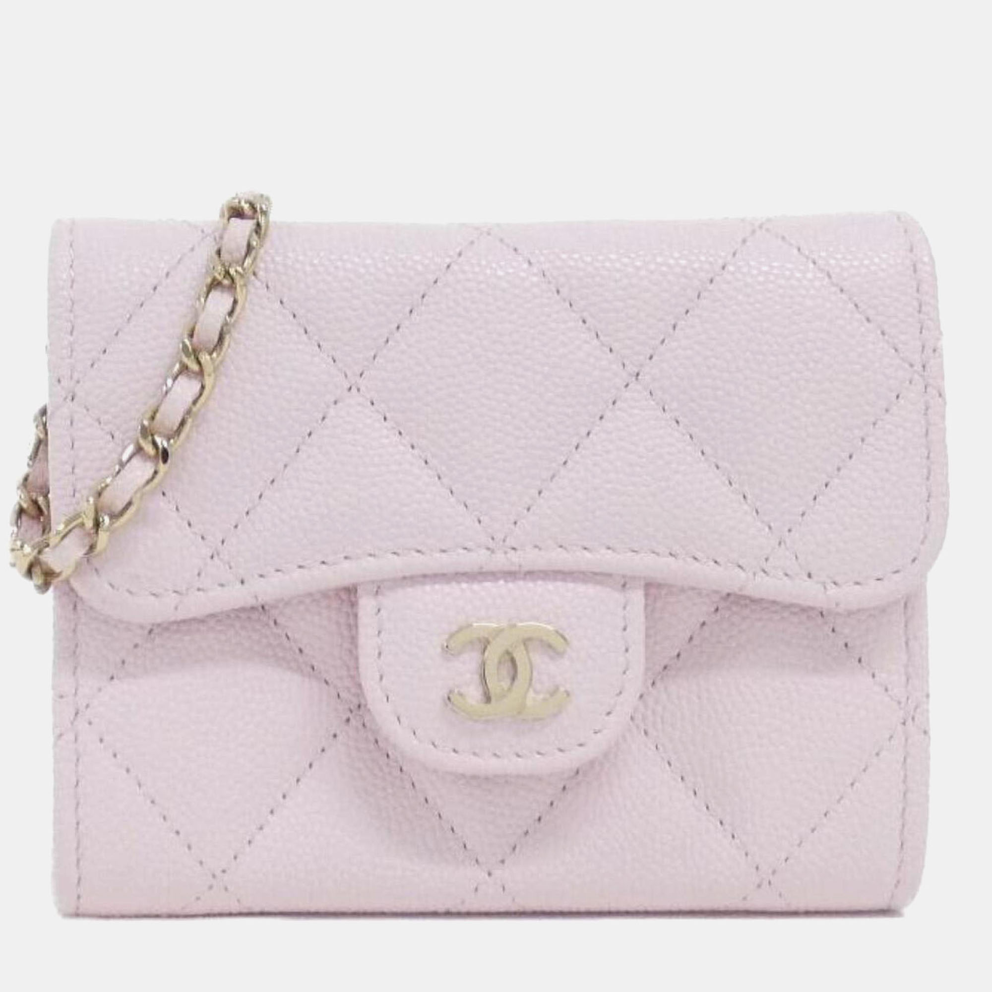 

Chanel Timeless Classic Line Chain Pink Calf Leather Clutch