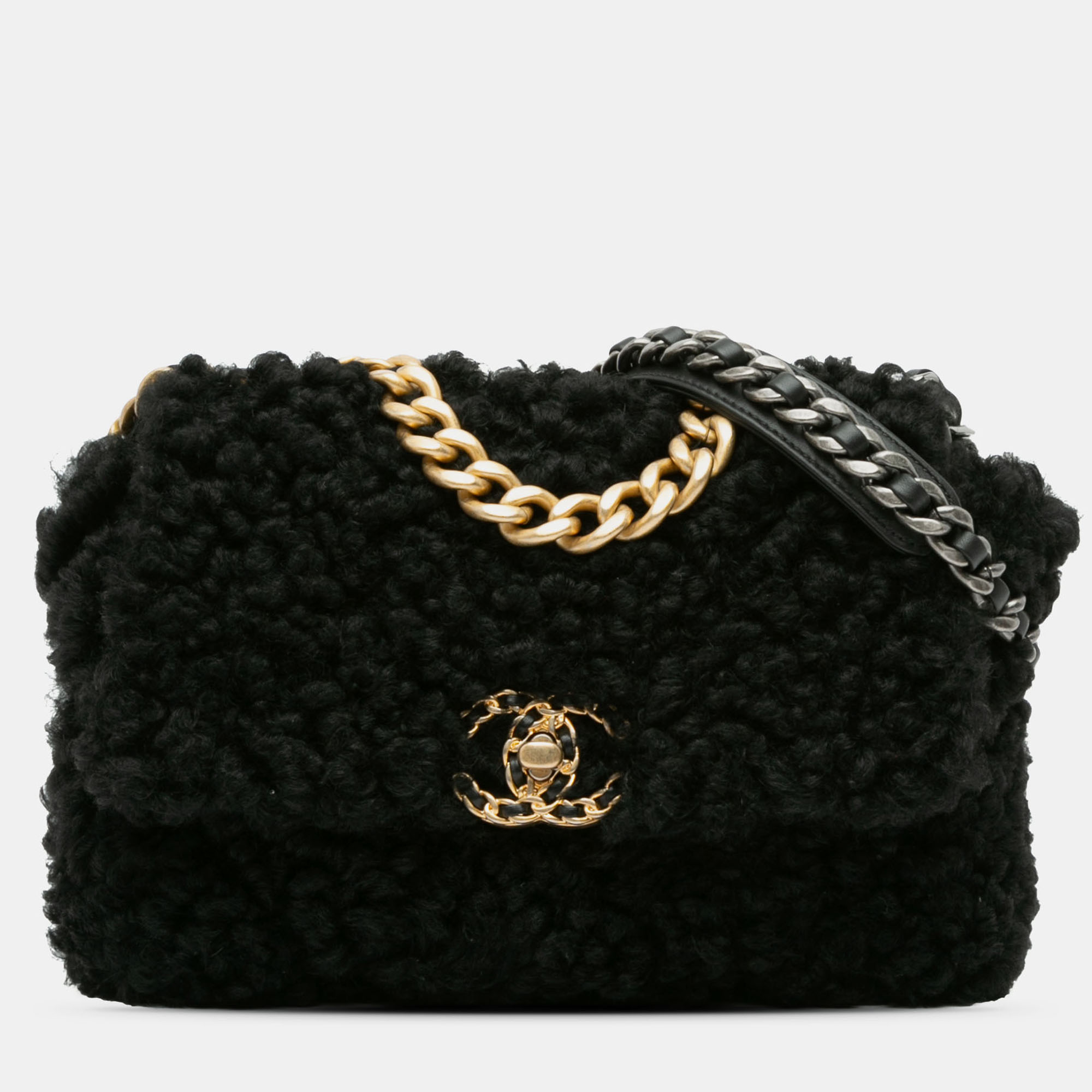 

Chanel Black Medium Shearling 19 Flap
