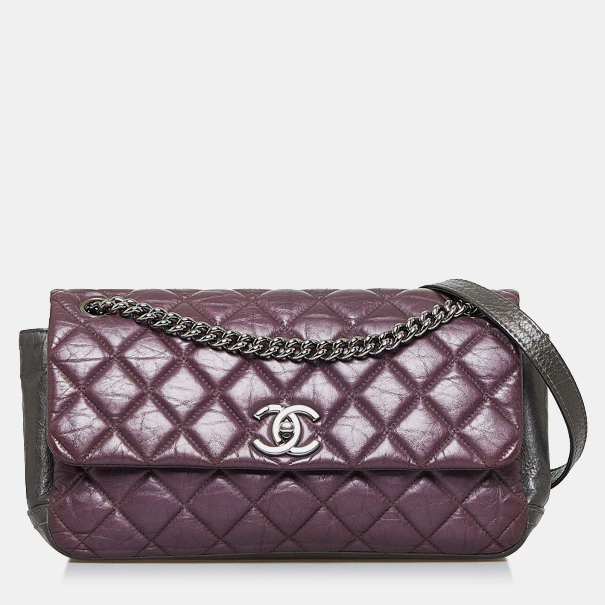 

Chanel Purple Glazed Matelasse Portobello Flap Bag