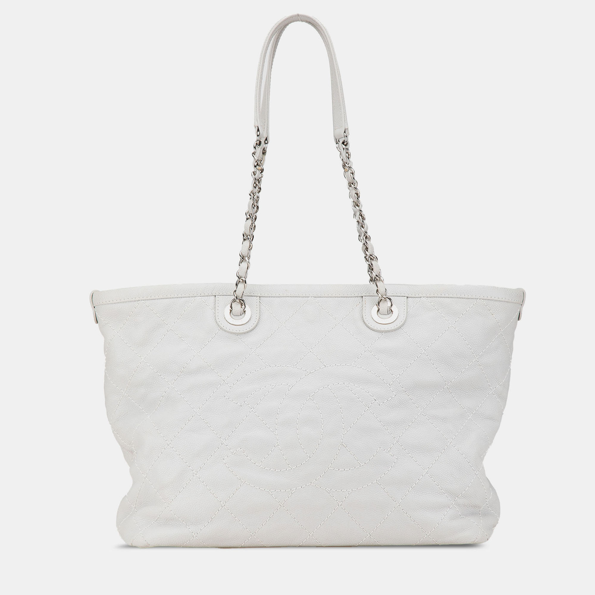 

Chanel Grey Small Quilted Caviar Daily Shopping Tote