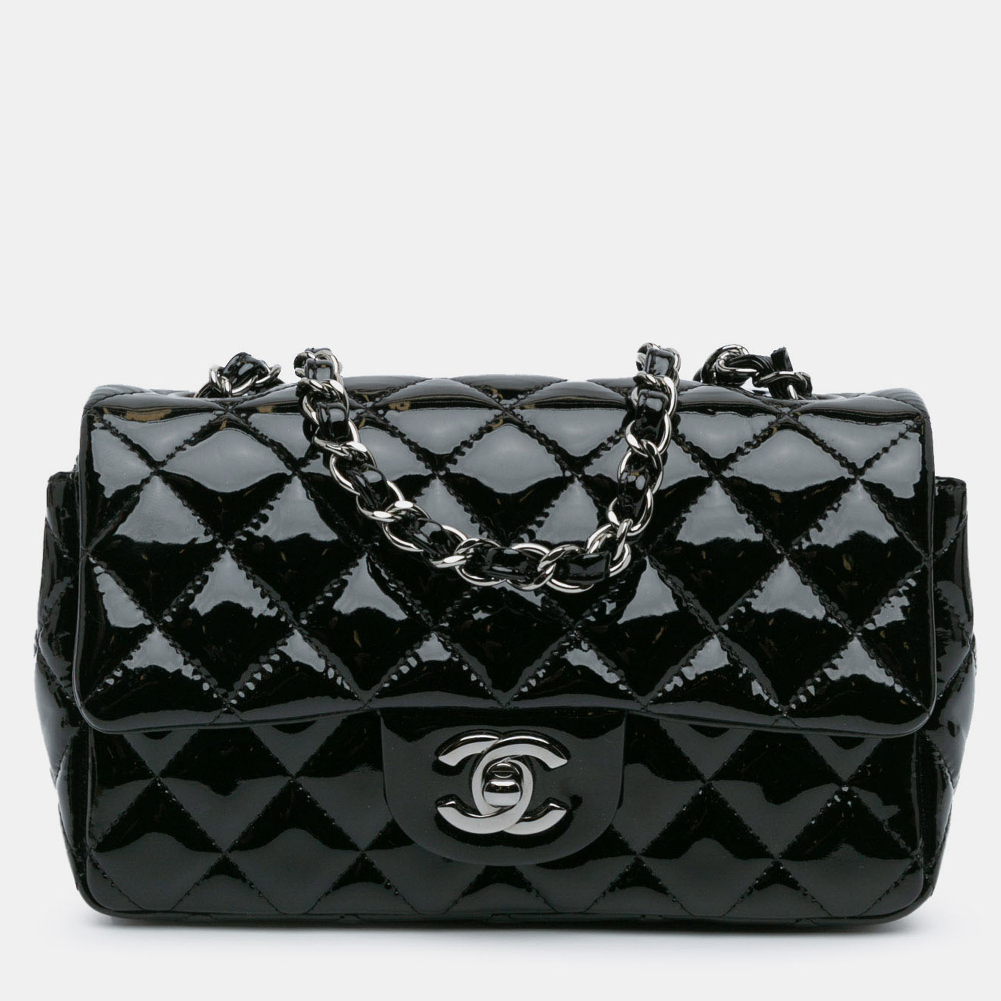 Chanel Black Mini Rectangular Classic Patent Single Flap