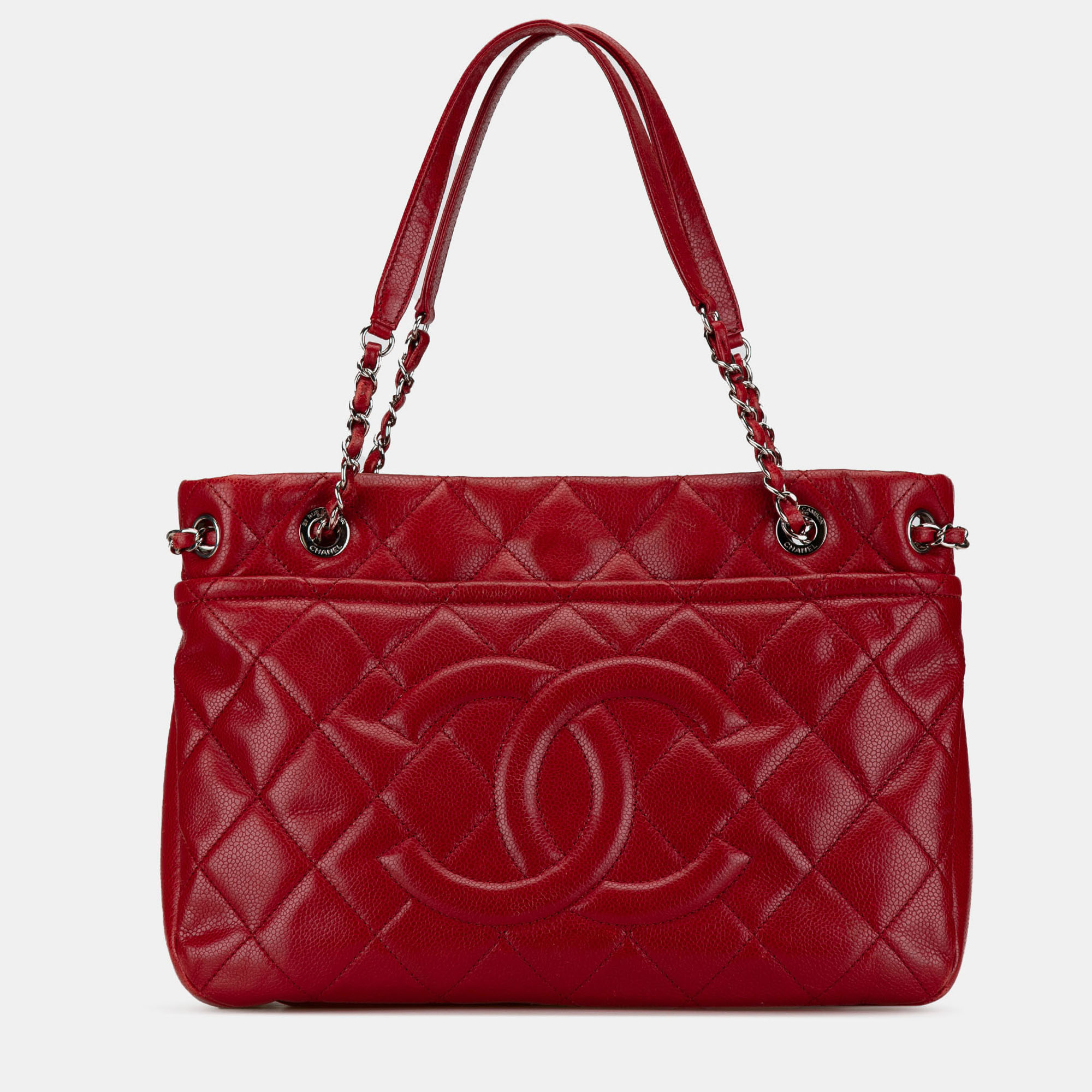 

Chanel Red Quilted Caviar Soft Tote