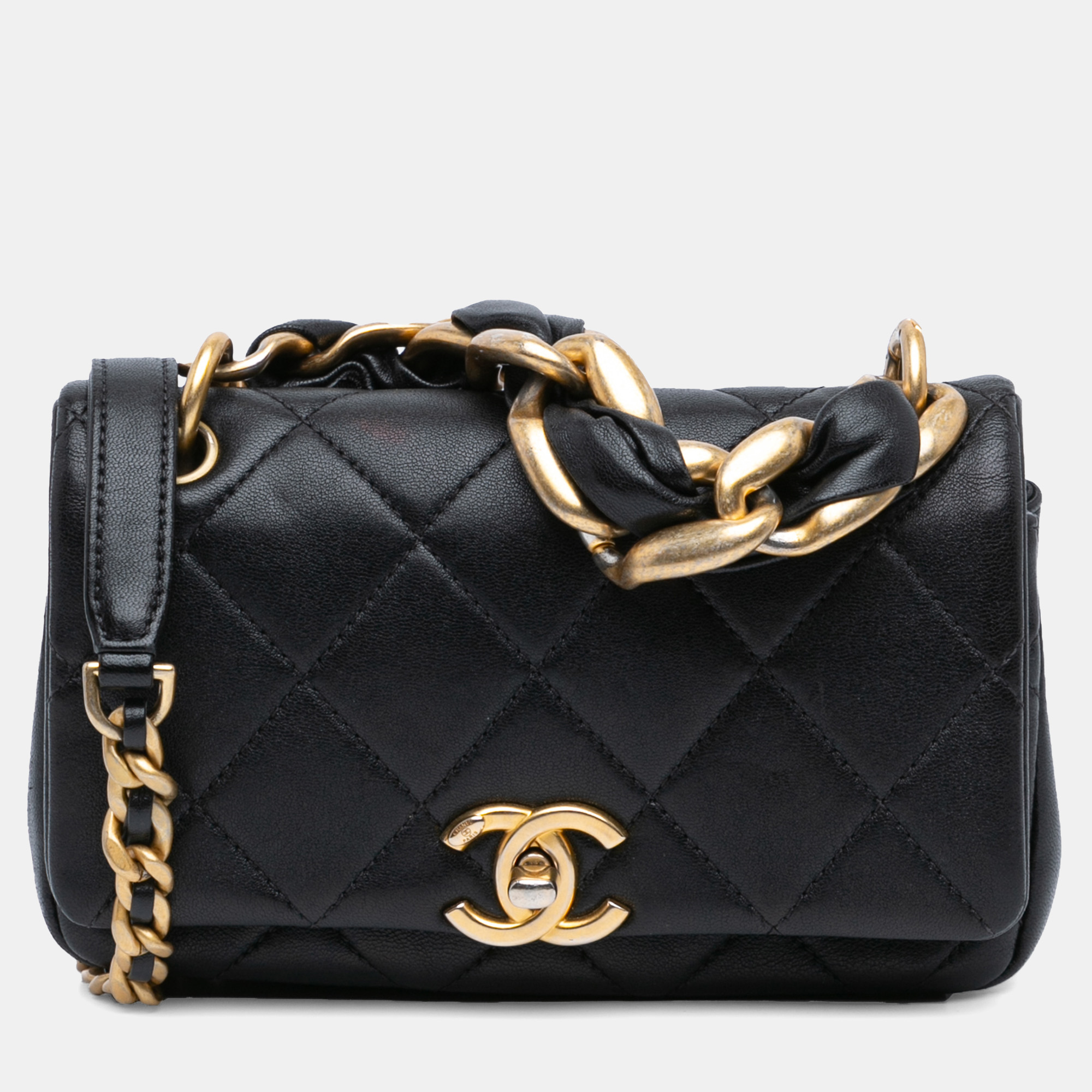 

Chanel Black Small Quilted Lambskin Chain is More Flap