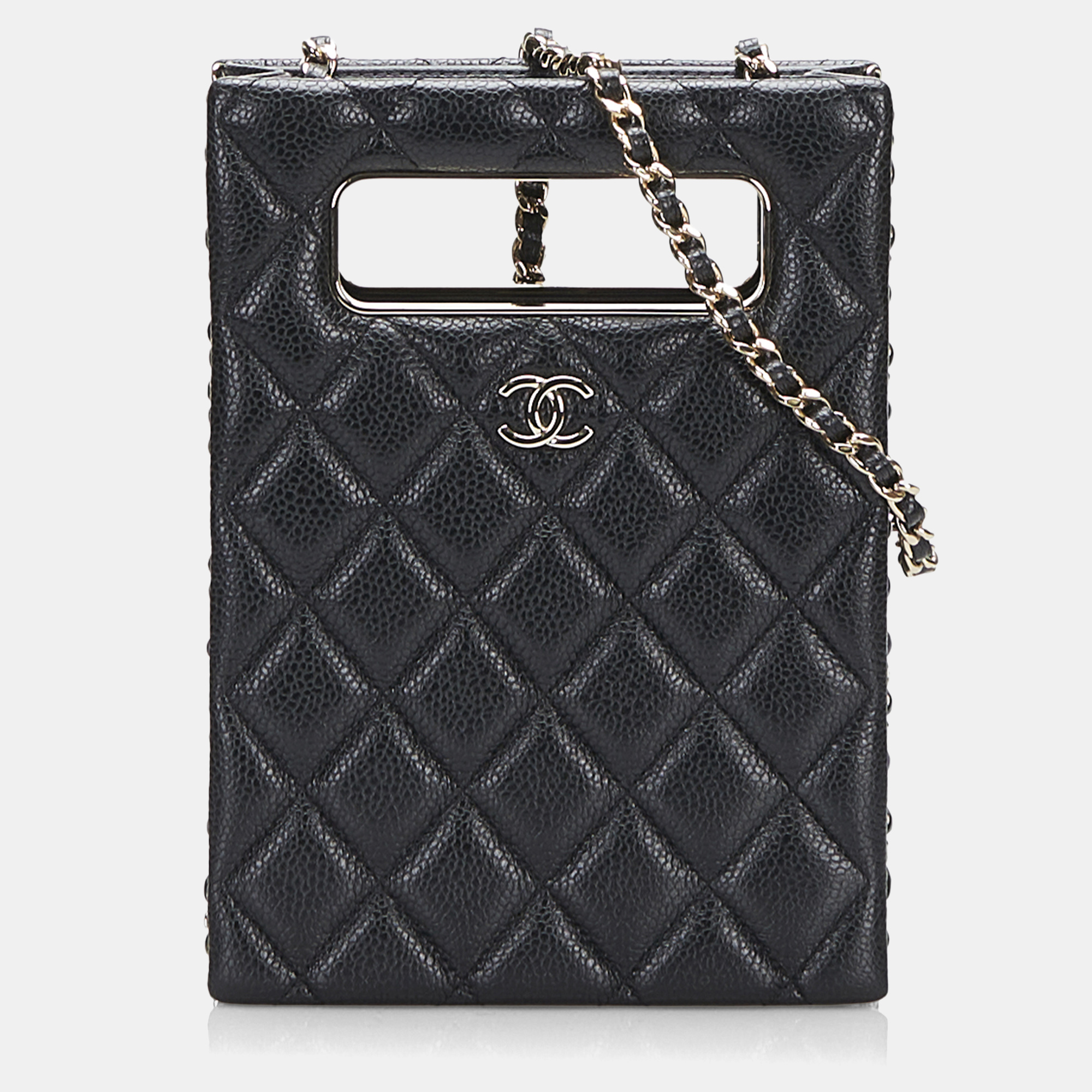 

Chanel Black Mini Caviar Chain Around Cut Out Evening Bag