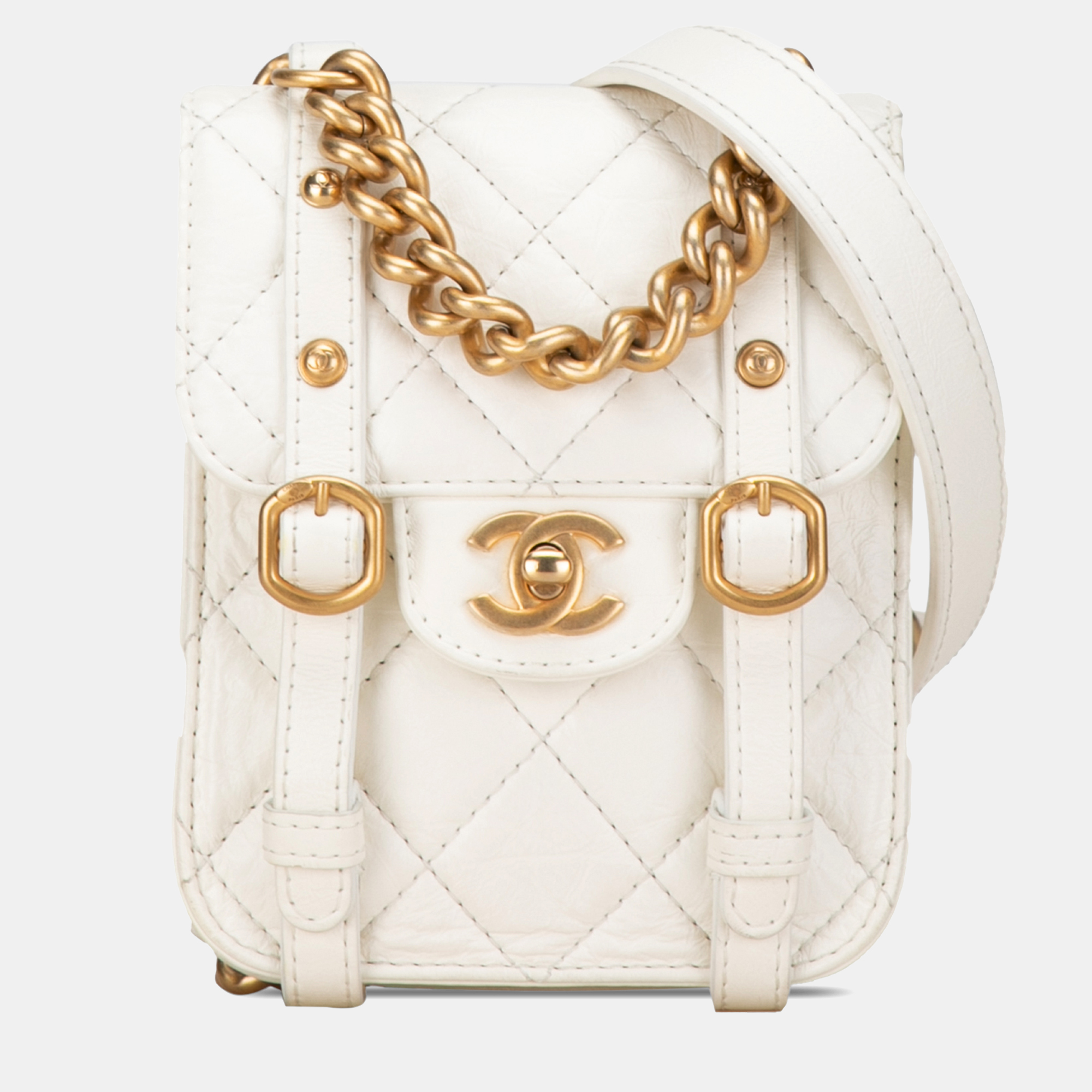 

Chanel White Mini Aged Calfskin City School Flap