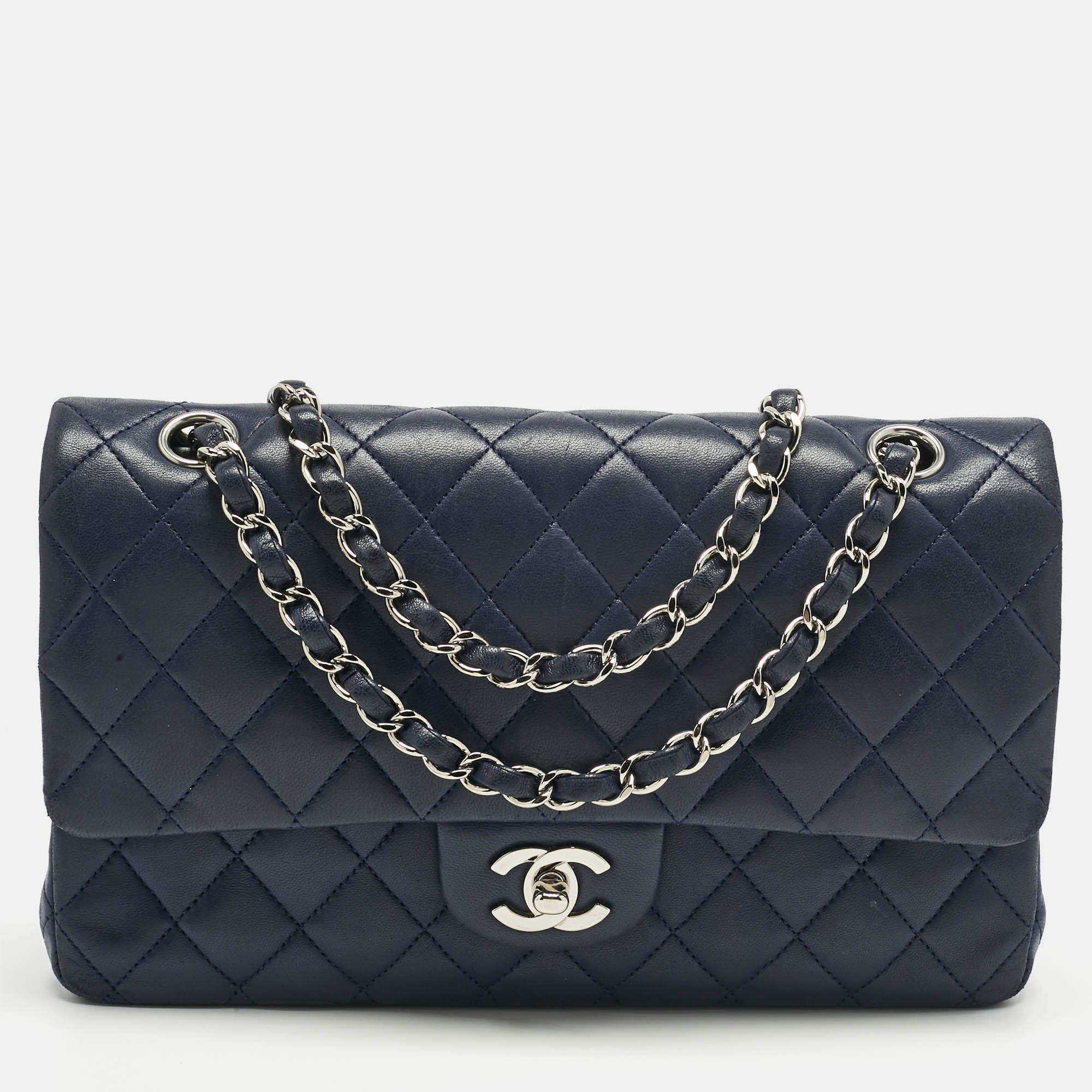 

Chanel Navy Blue Quilted Leather Medium Classic Double Flap Bag