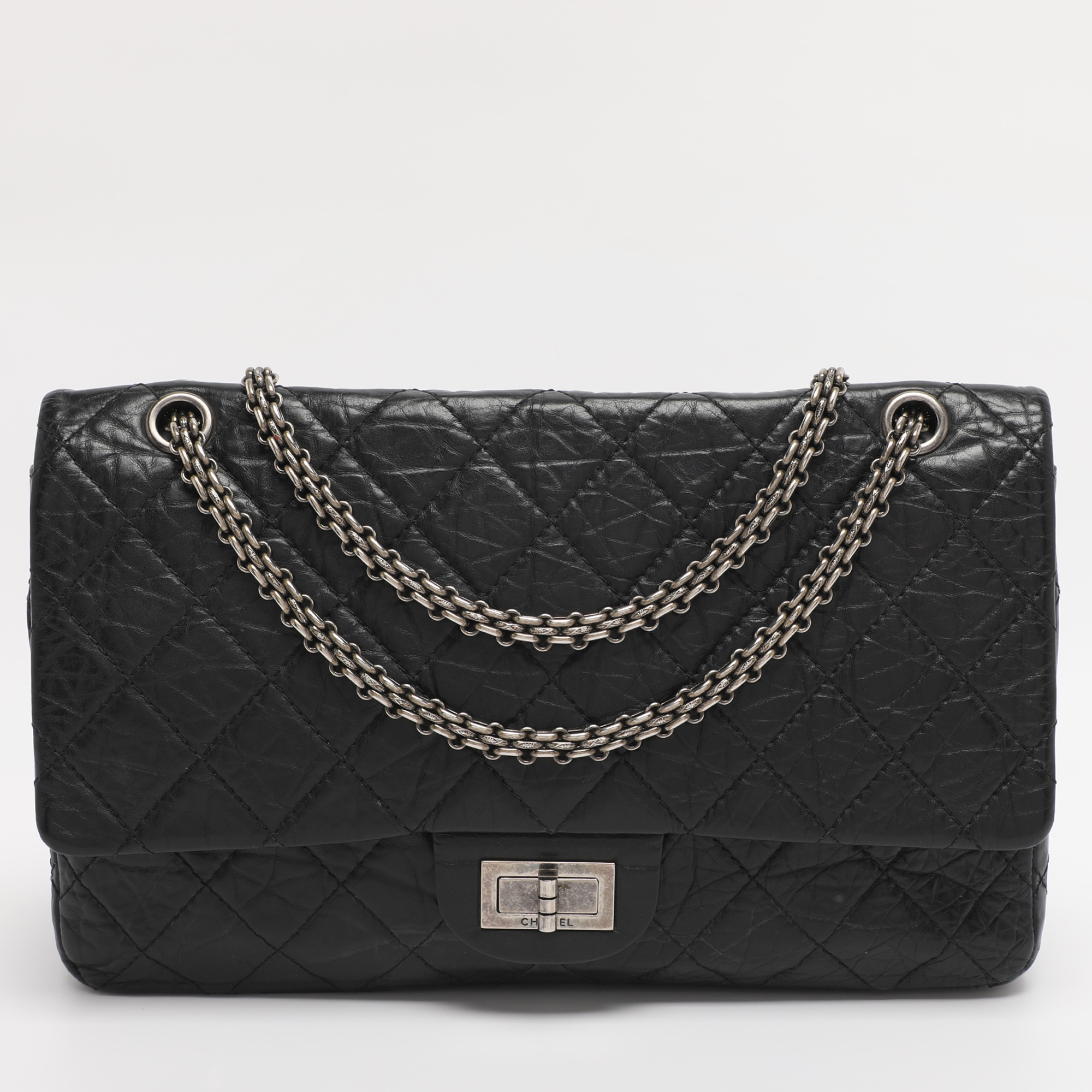 

Chanel Black Quilted Aged Leather Classic 227 Reissue 2.55 Flap Bag