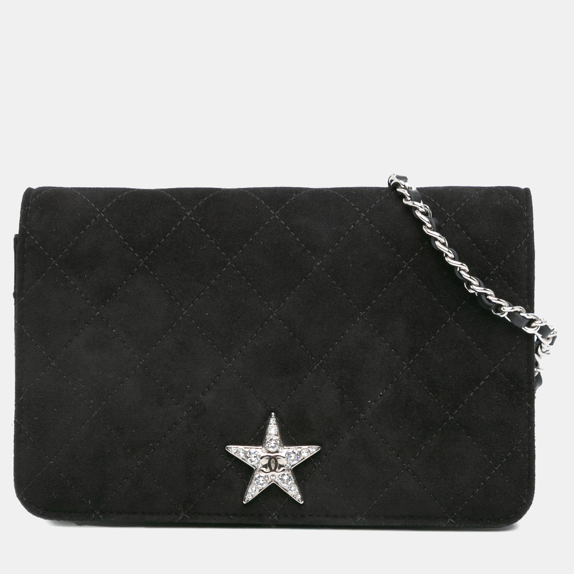 

Chanel Black Quilted Suede Cocostellar Wallet on Chain